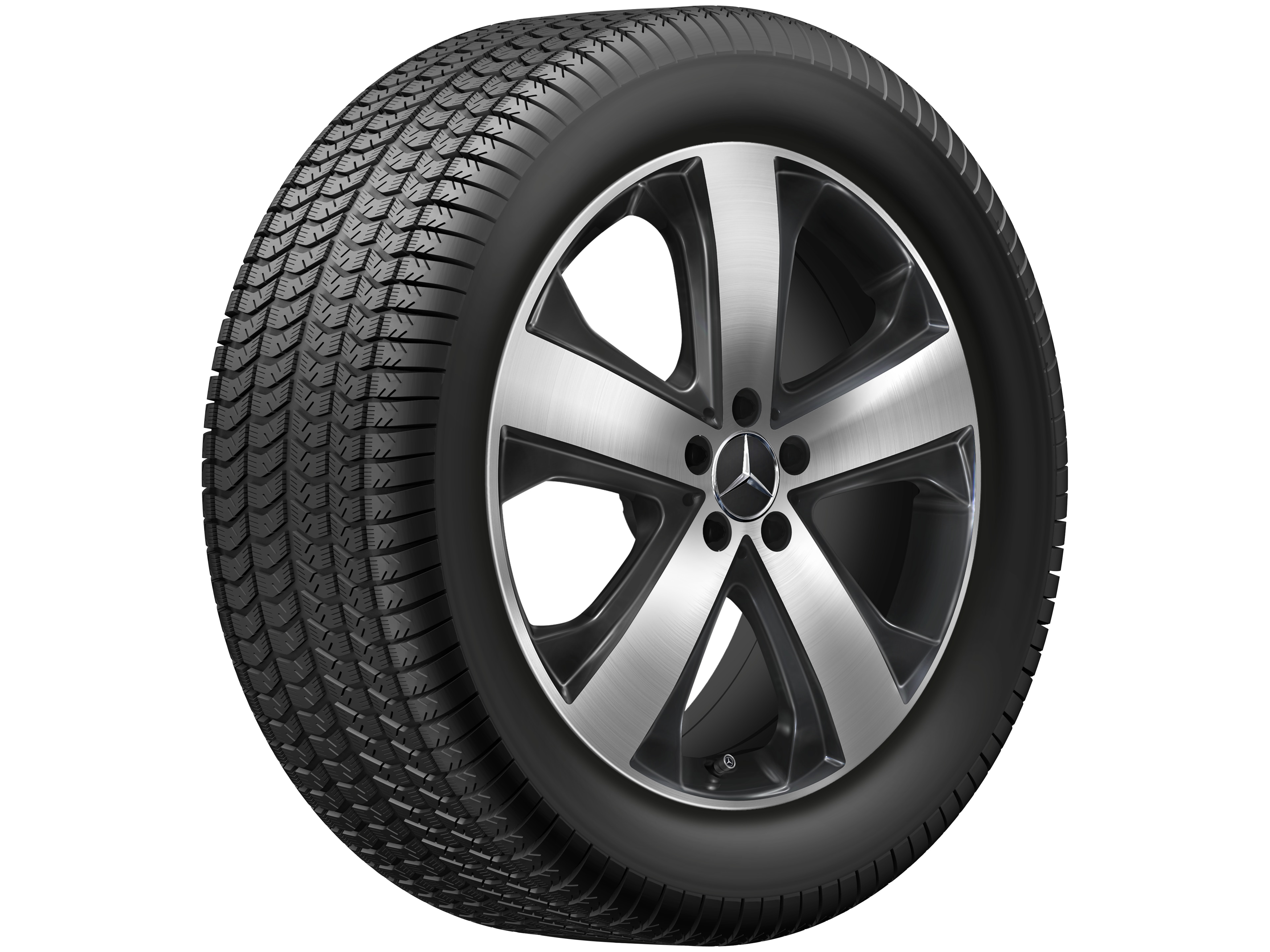 5-Speichen-Rad, 50,8 cm (20 Zoll), glanzgedreht - 8,5 J x 20 ET 35,5, schwarz, glanzgedreht