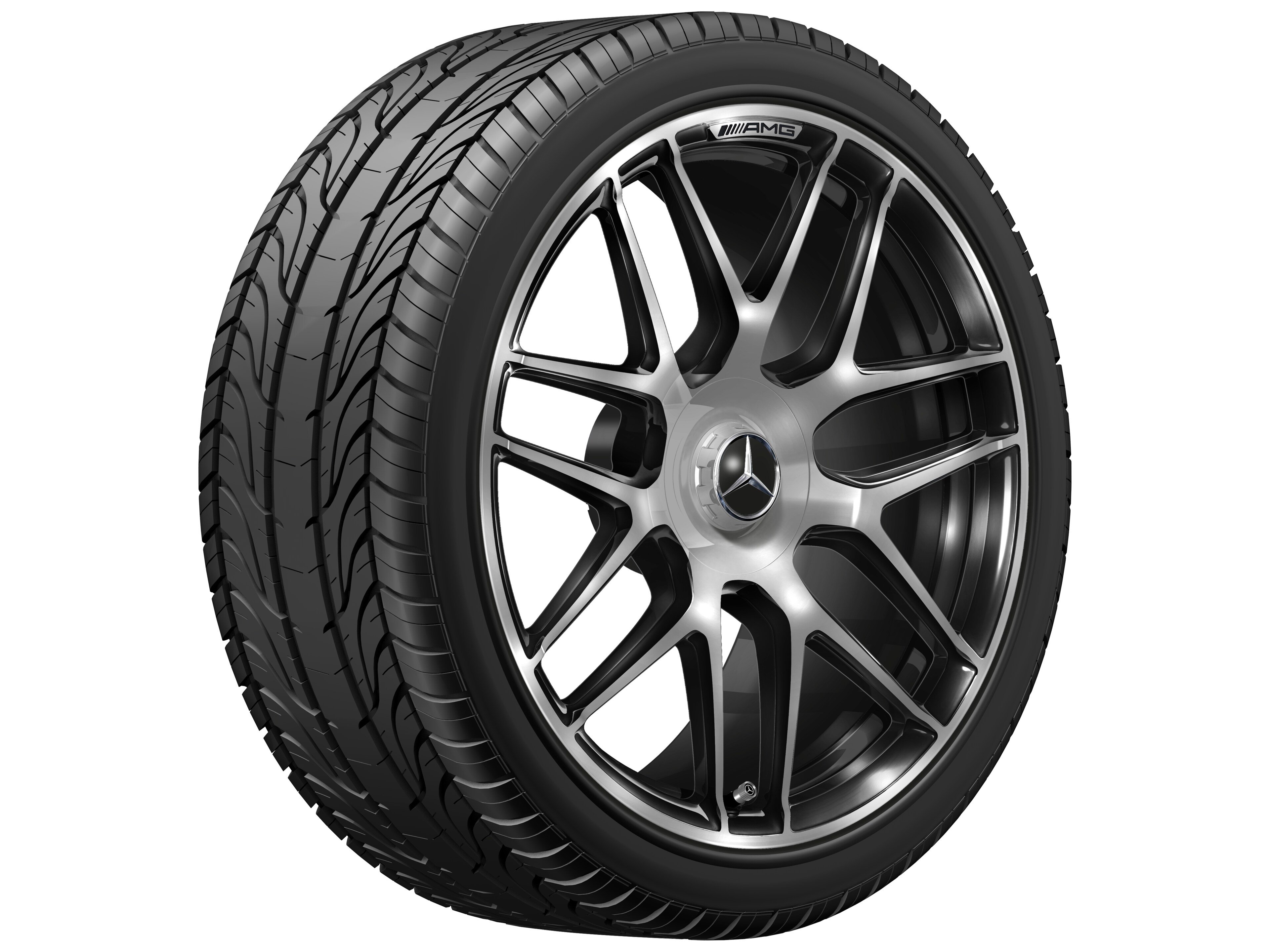 AMG Schmiederad, im Kreuzspeichen-Design, 50,8 cm (20 Zoll), Felgenhorn glanzgedreht - 9,5 J x 20 ET 25, dark platin gloss, Felgenhorn glanzgedreht