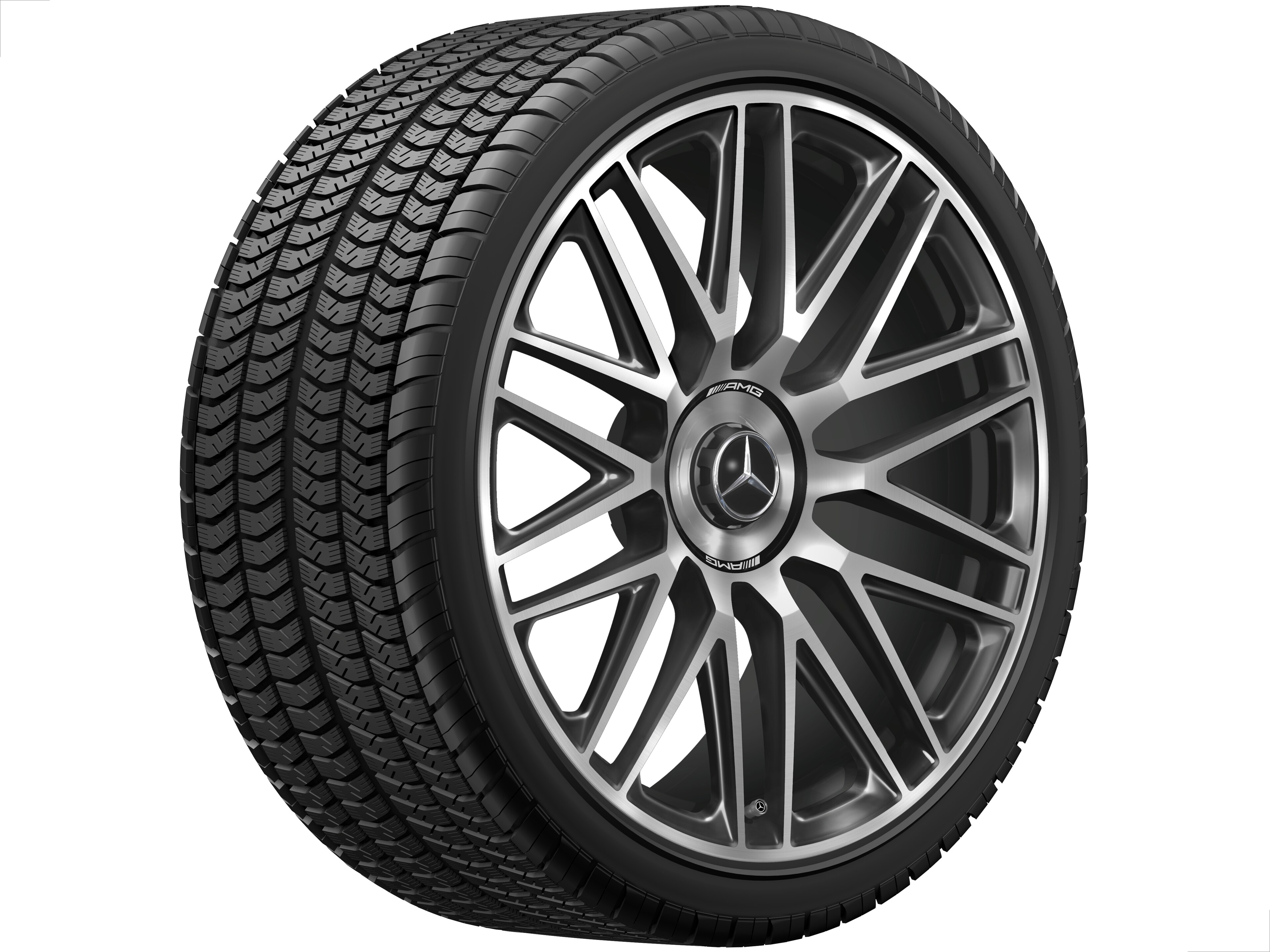 AMG Schmiederad im 10-Speichen-Design, 53,3 cm (21 Zoll) - 9,5 J x 21 ET 33, schwarz / dark platin gloss