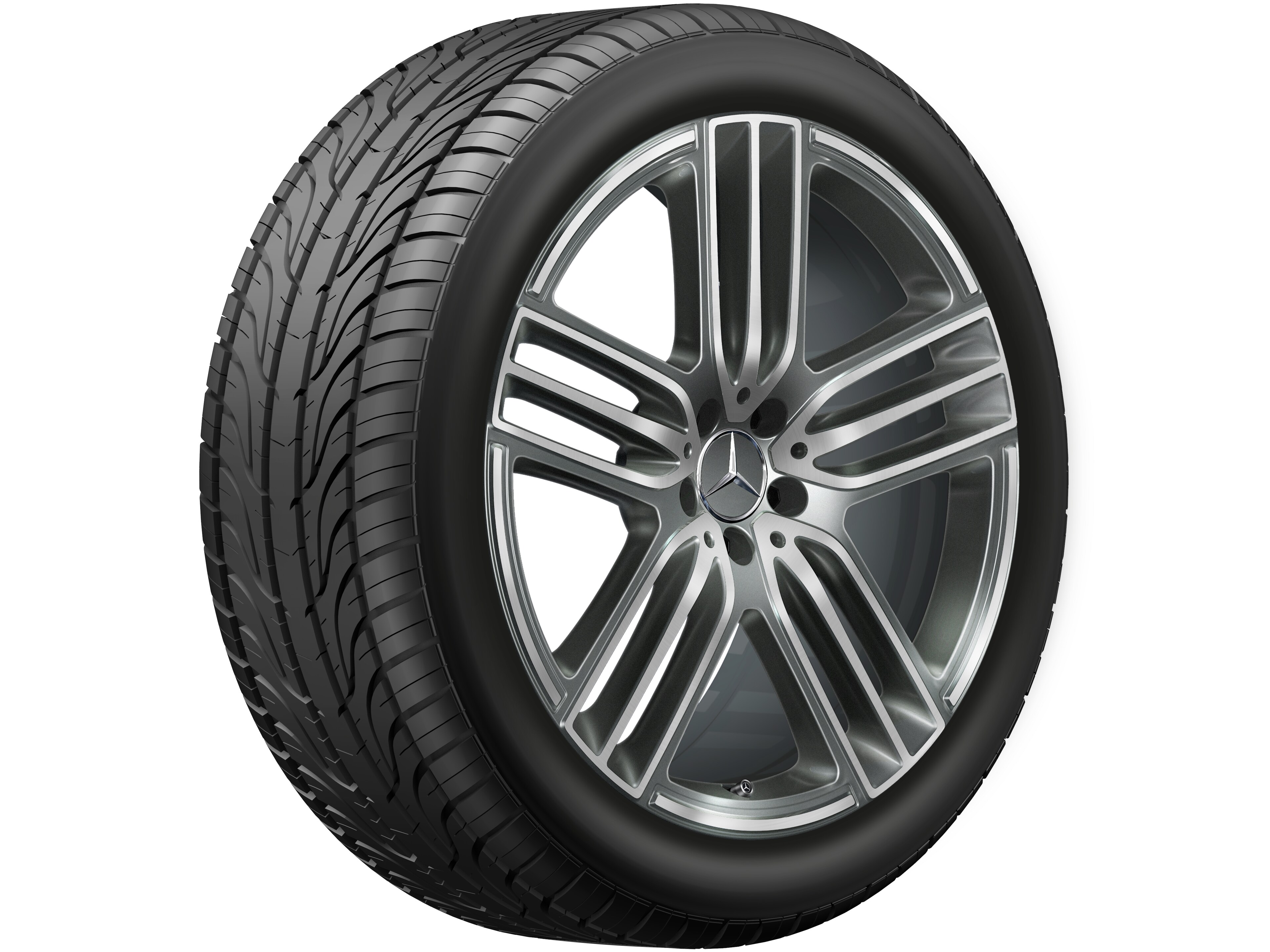 Cerchio a 5 triple razze, 53,3 cm (21 pollici), con tornitura a specchio - 11 J x 21 ET 55, grigio Himalaya, Tornitura a specchio