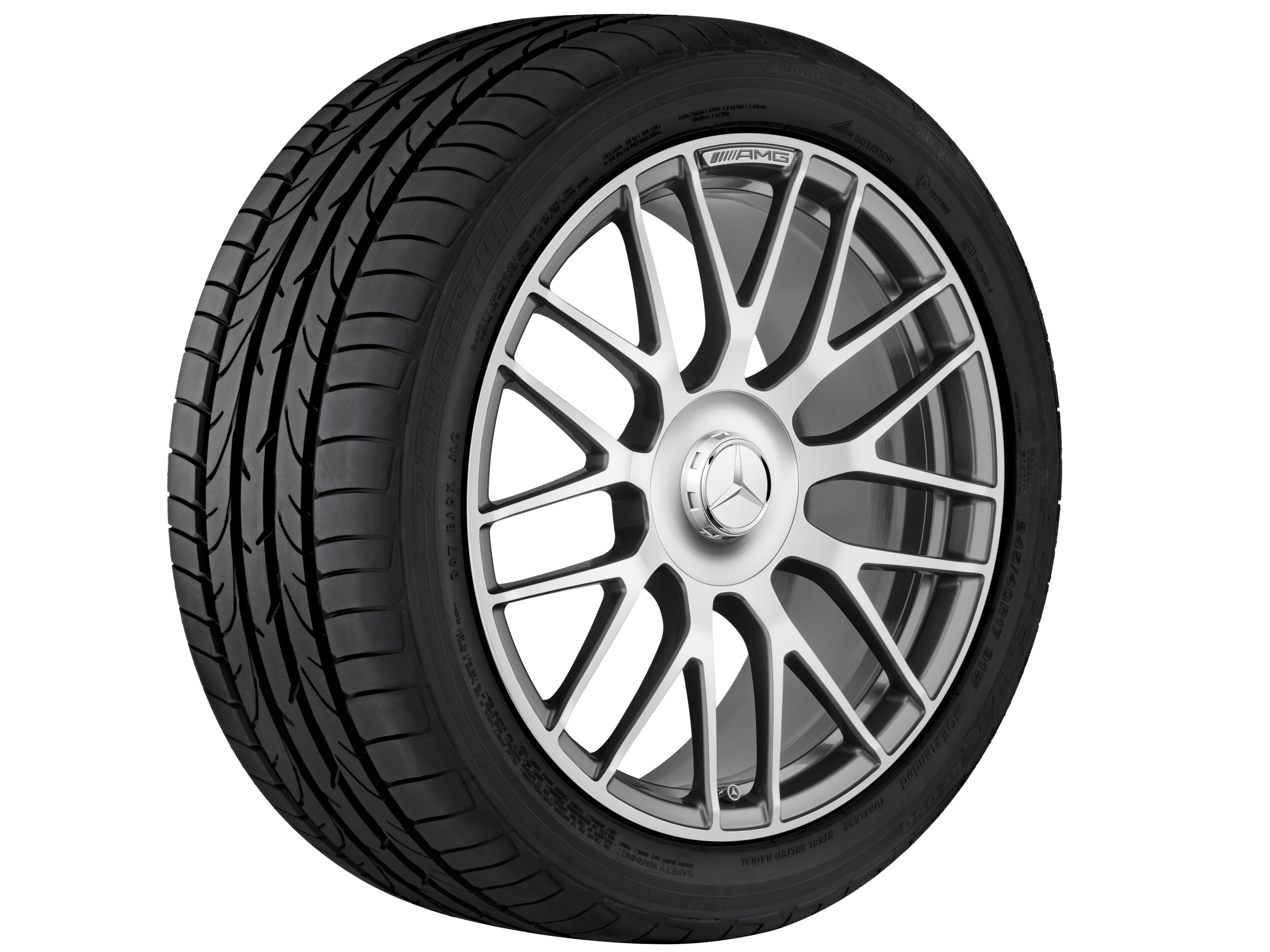 Cerchio fucinato AMG con design a razze incrociate, 50,8 cm (20 pollici) - 10,5 J x 20 ET 57, grigio titanio, Tornitura a specchio