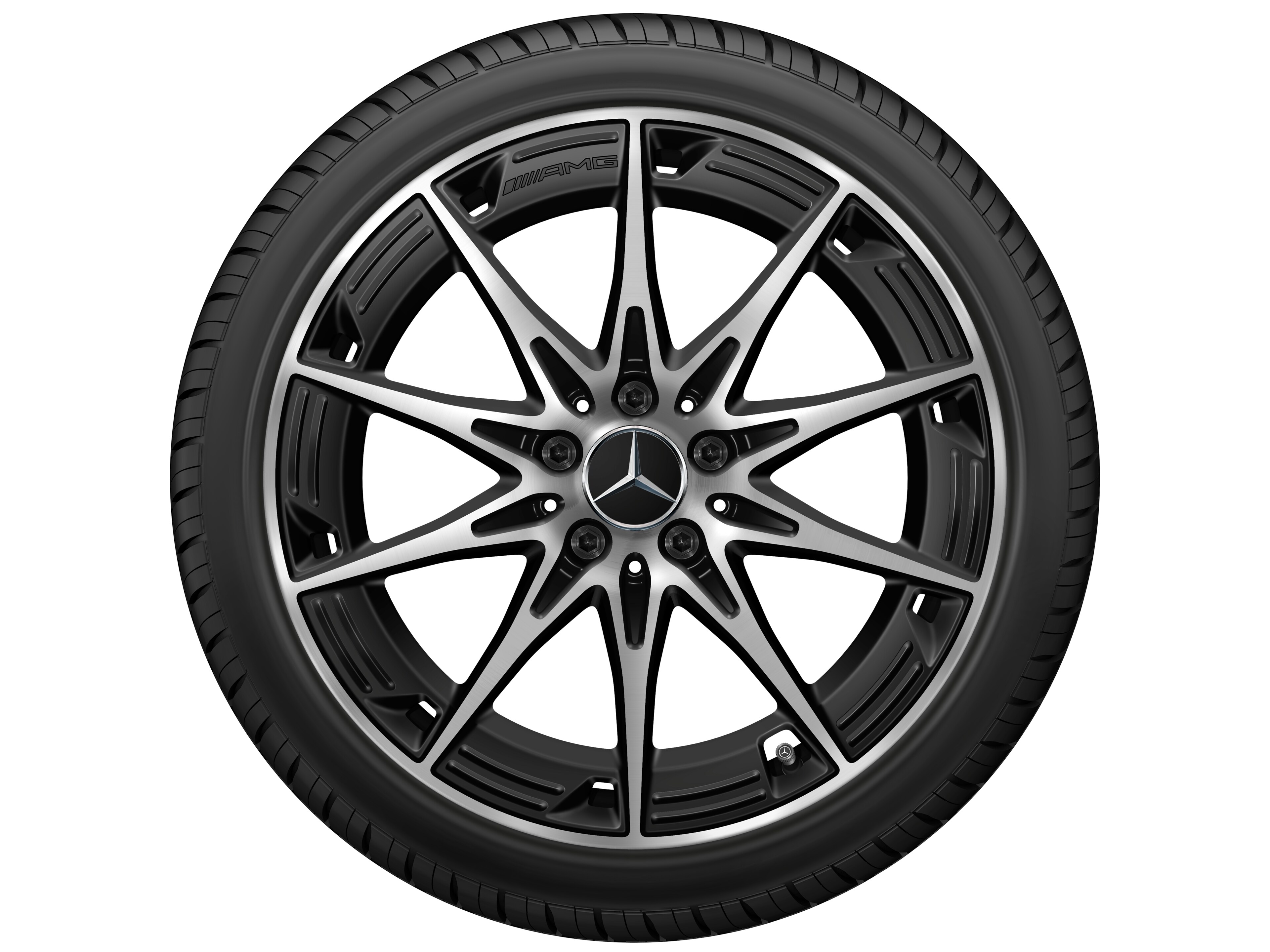 Cerchio in lega leggera AMG, con design a 10 razze, 48,3 cm (19 pollici) - 9 J x 19 ET 48, nero opacizzato, Tornitura a specchio