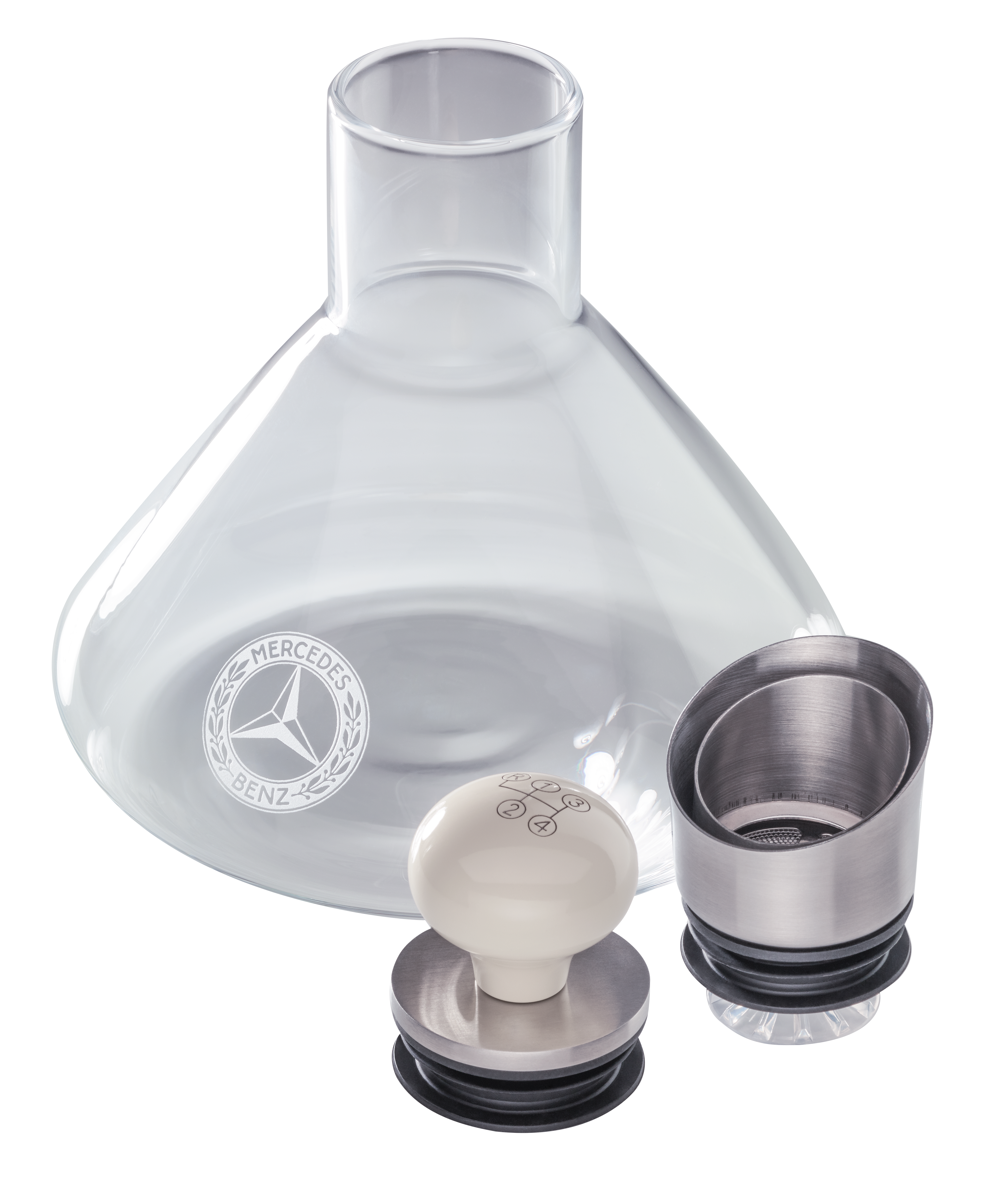 Decanter - Trasparente / avorio / argento, Vetro / acciaio inox / legno