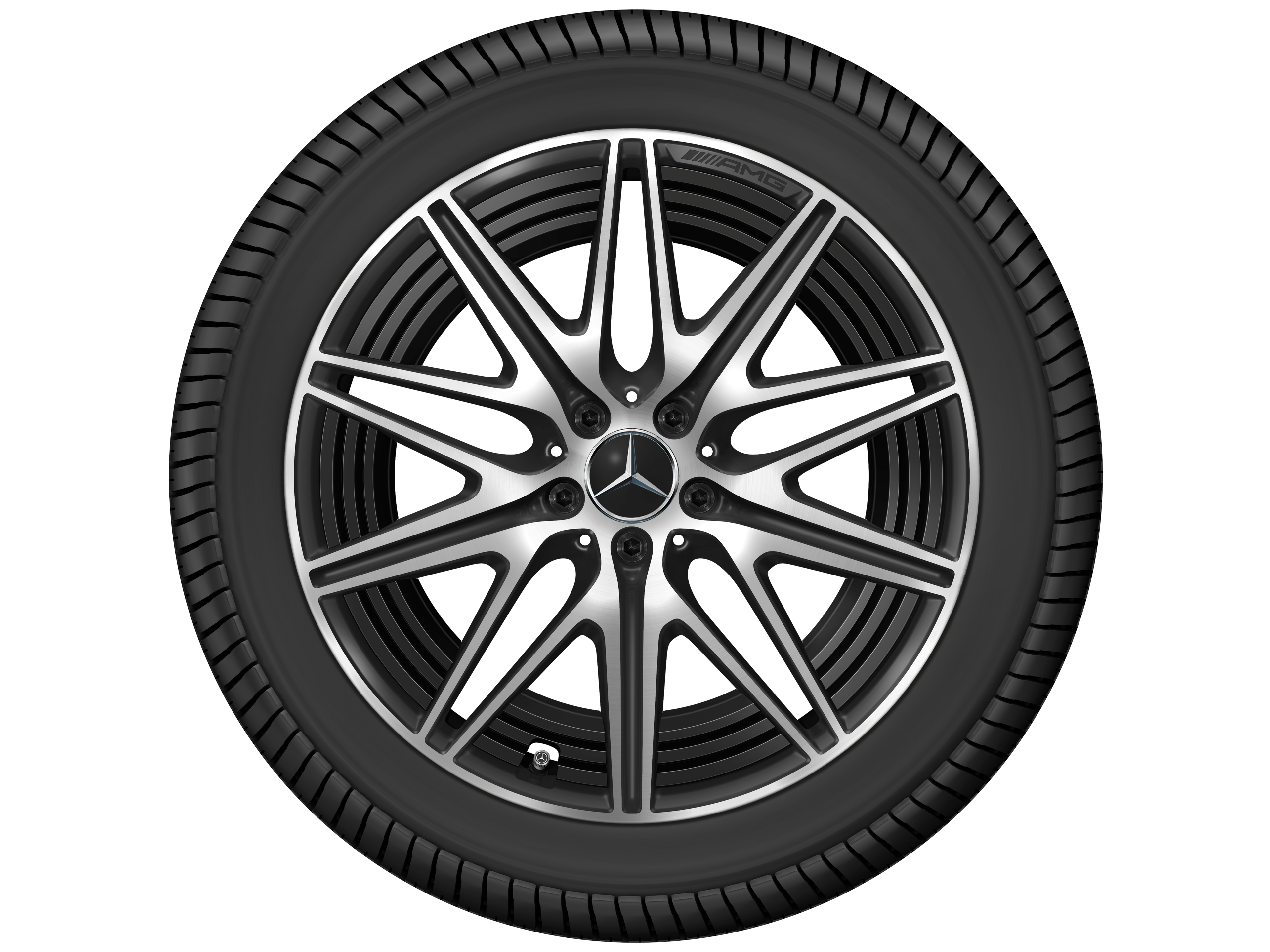 Cerchio a 10 razze AMG, 50,8 cm (20 pollici) - 9,5 J x 20 ET 32,1, nero opacizzato, Tornitura a specchio