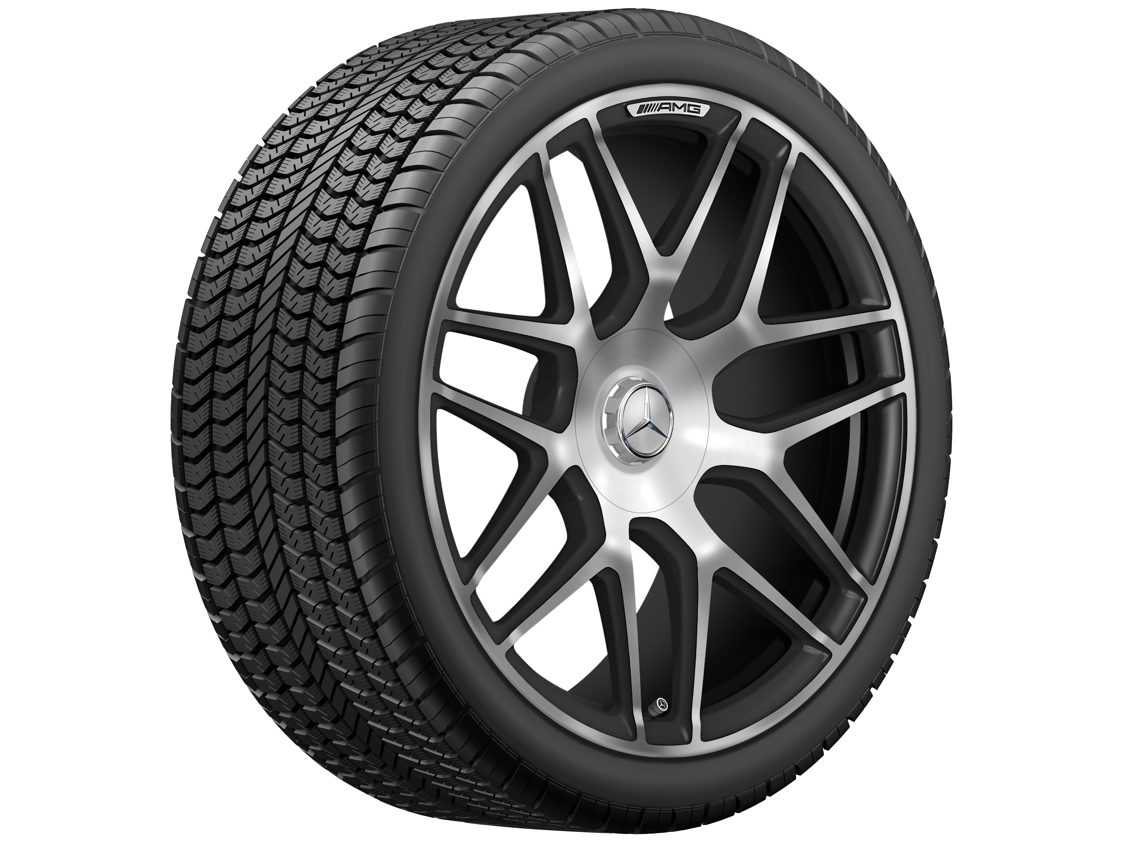 Cerchio fucinato AMG con design a razze incrociate, 55,9 cm (22 pollici) - 10 J x 22 ET 36, nero opacizzato, Tornitura a specchio