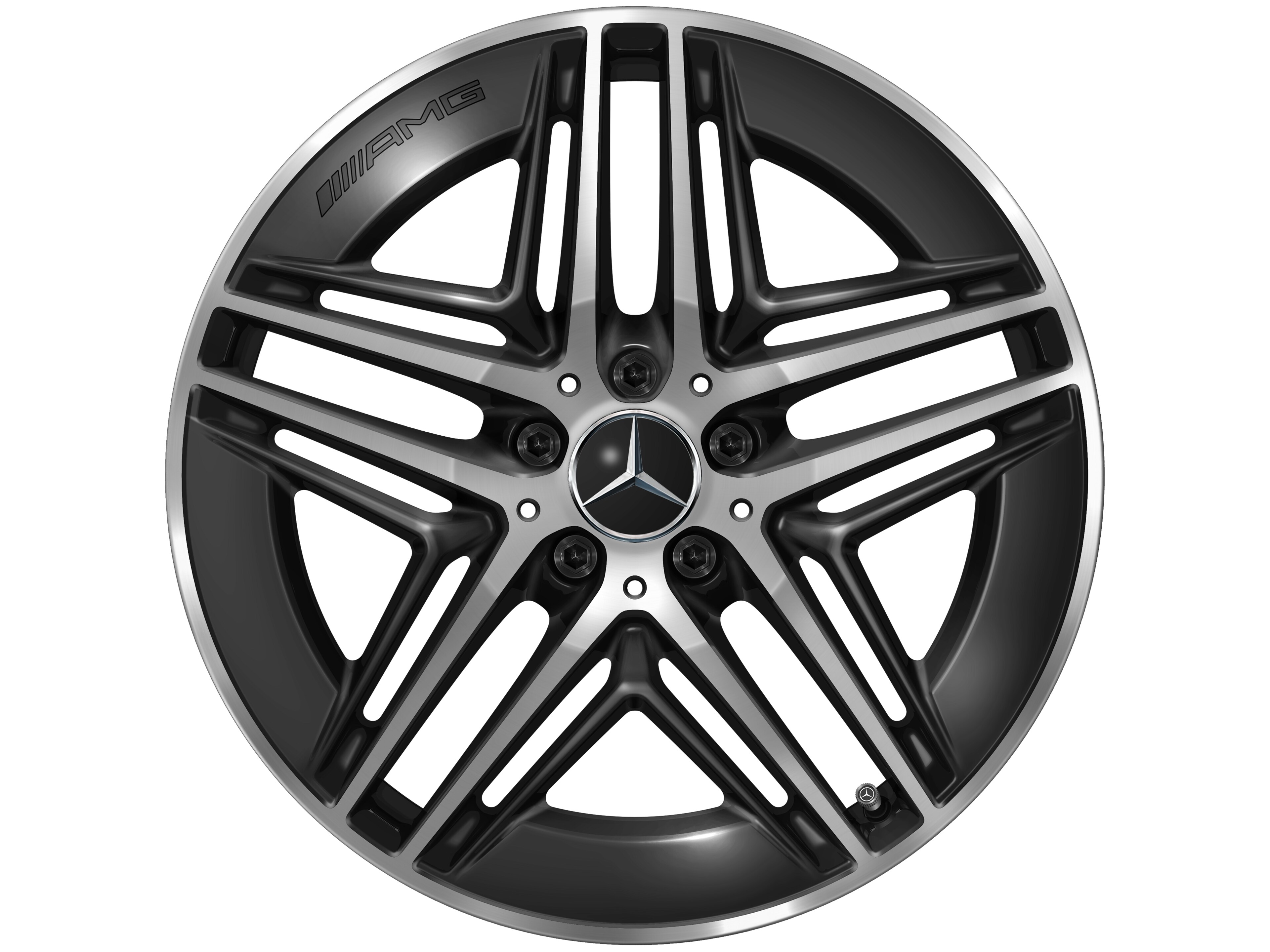 AMG Leichtmetallrad, im 5-Doppelspeichen-Design, 48,3 cm (19 Zoll) - 8 J x 19 ET 52, schwarz, glanzgedreht