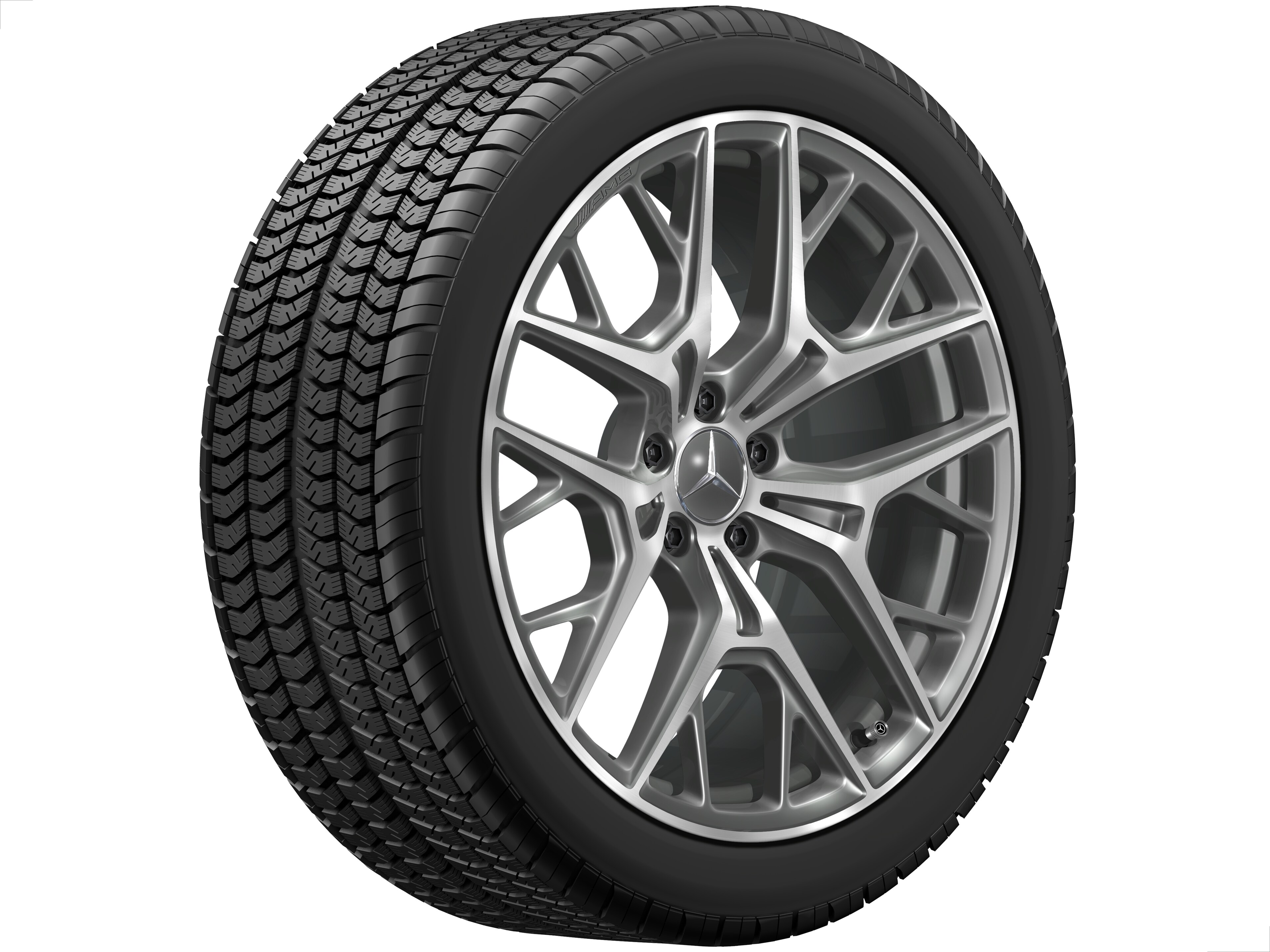 Cerchio in lega leggera AMG, con design a razze incrociate, 50,8 cm (20 pollici) - 9 J x 20 ET 34, grigio Himalaya, Tornitura a specchio