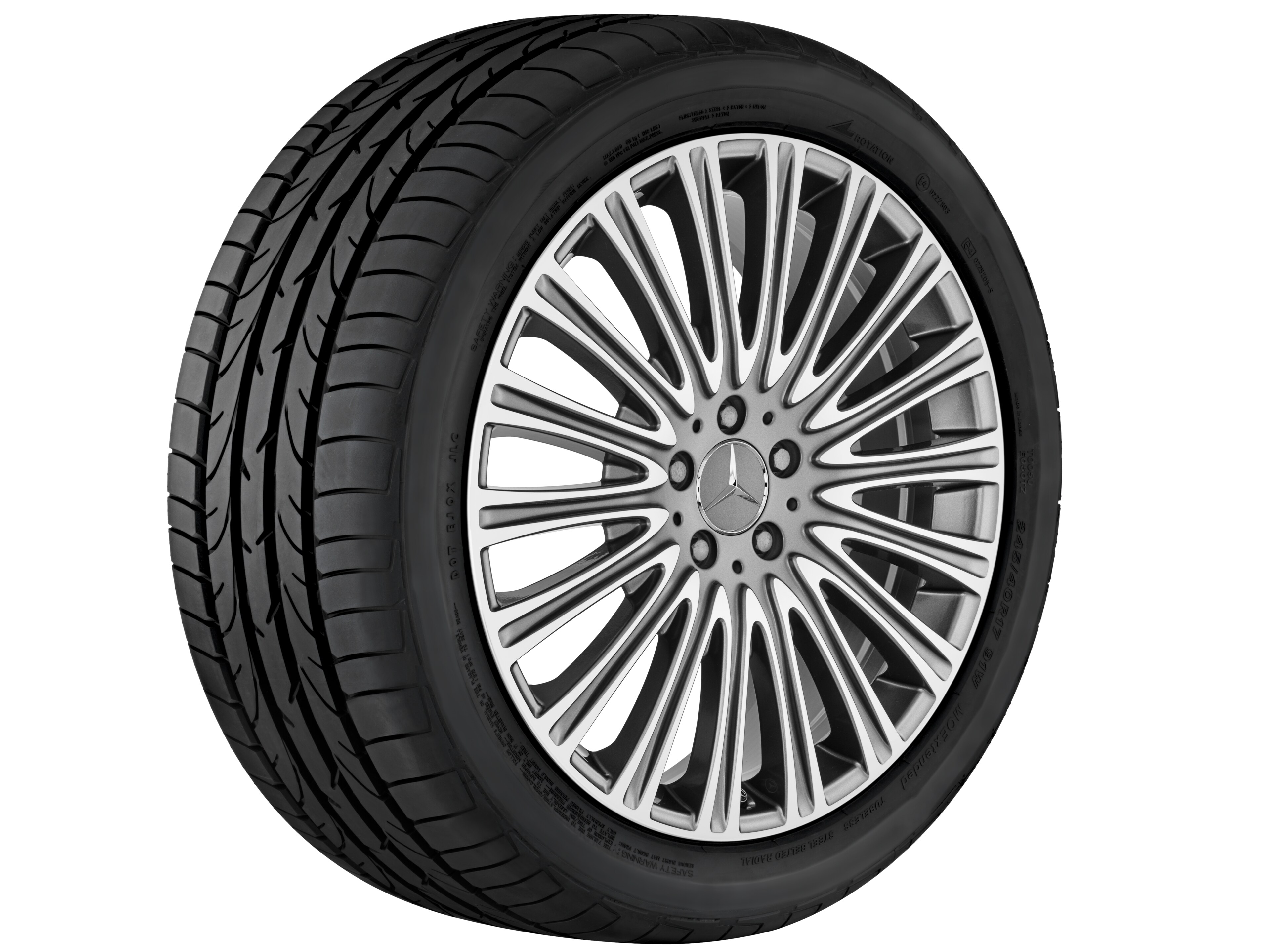 Cerchio a razze multiple, 50,8 cm (20 pollici), con tornitura a specchio - 8 J x 20 ET 43, grigio Himalaya, Tornitura a specchio