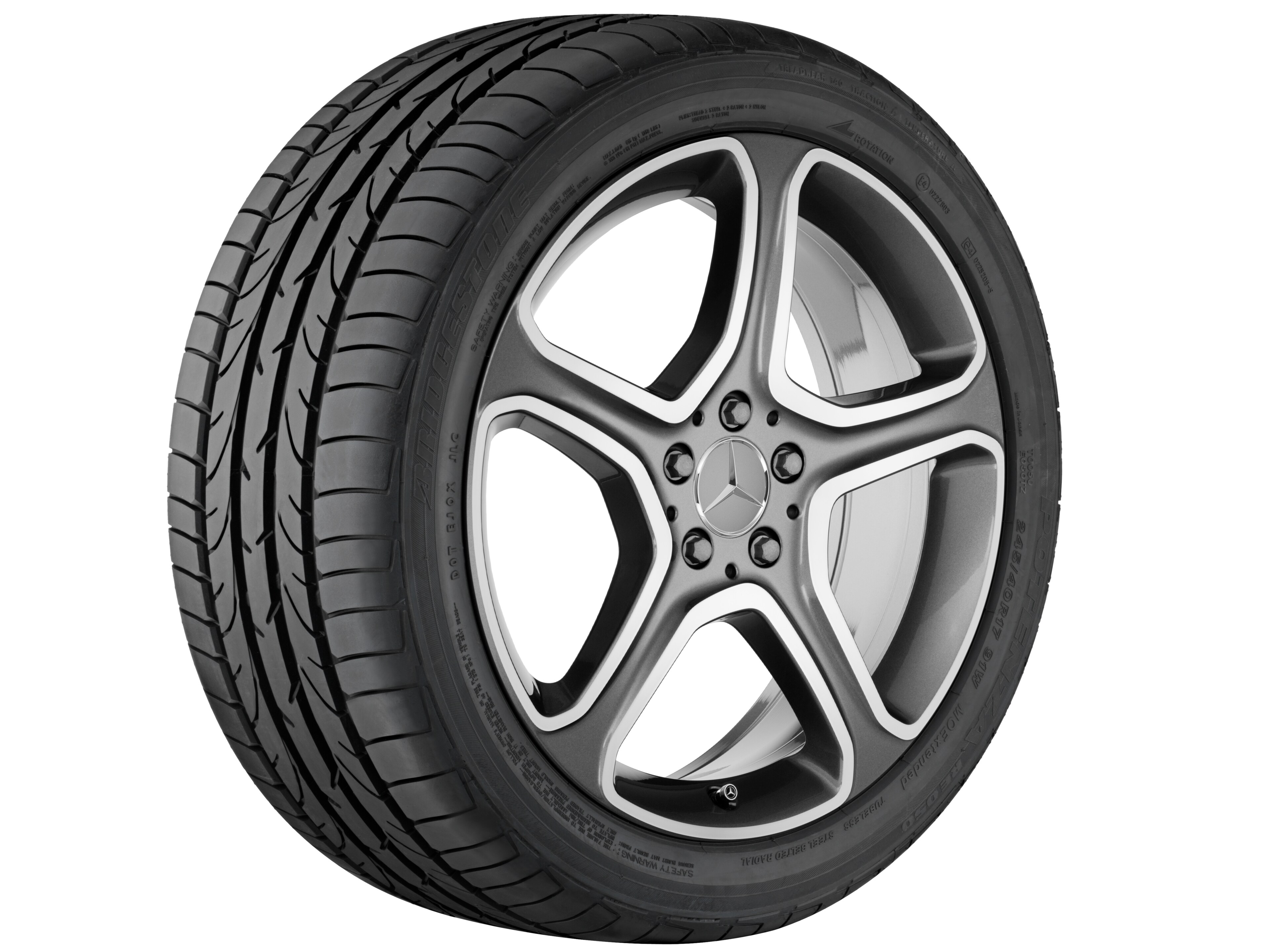 5-Speichen-Rad, 48,3 cm (19 Zoll) - 7,5 J x 19 ET 47, grau Himalaya, glanzgedreht