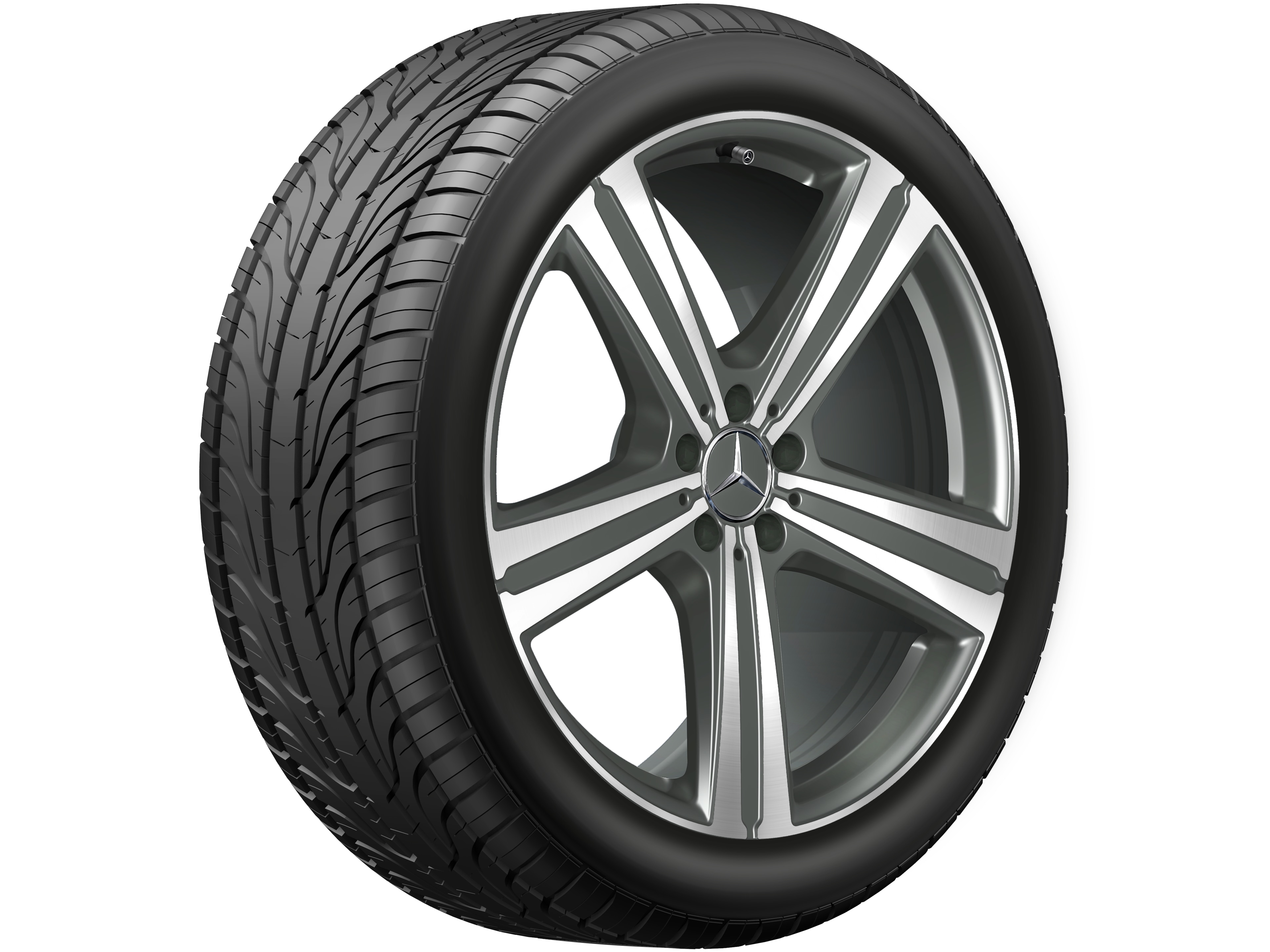 Cerchio a 5 razze, 53,3 cm (21 pollici), con tornitura a specchio - 11 J x 21 ET 49, grigio Himalaya opaco, Tornitura a specchio