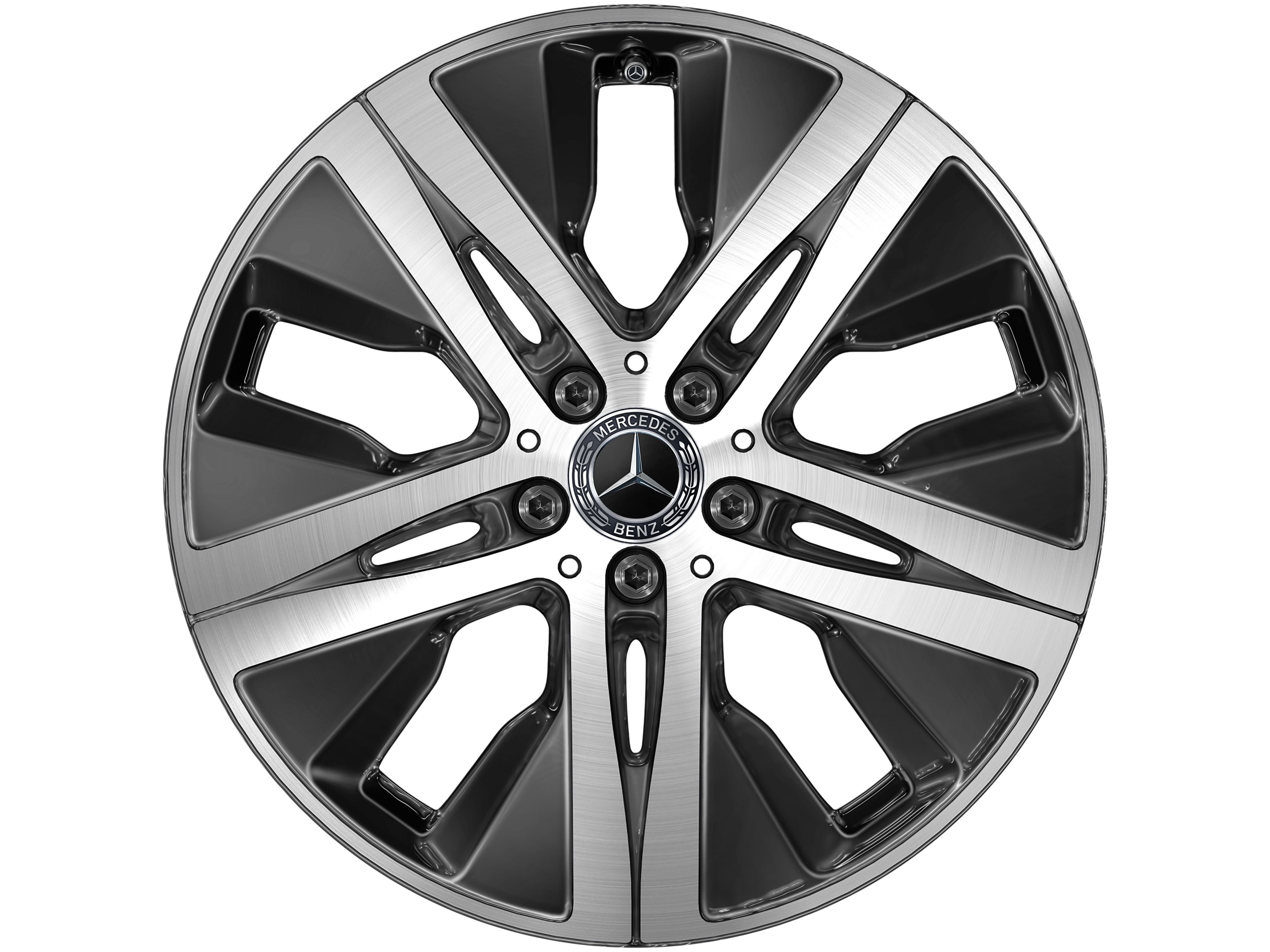 Cerchio a 5 fori, Aero, 48,3 cm (19 pollici), con tornitura a specchio - 8 J x 19 ET 61, colore nero, Tornitura a specchio
