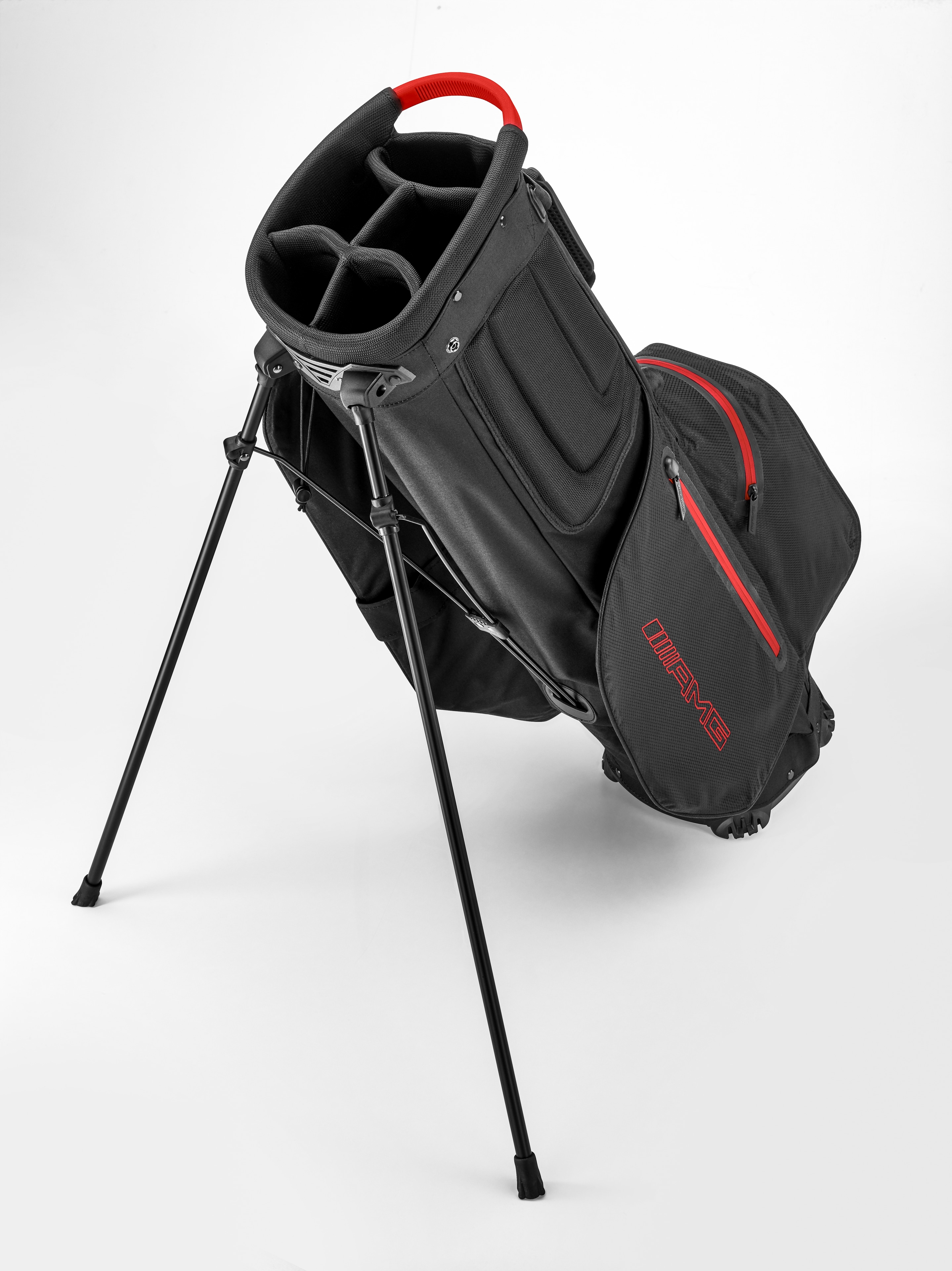 Sacca da golf con cavalletto AMG - colore nero / Rosso, poliammide