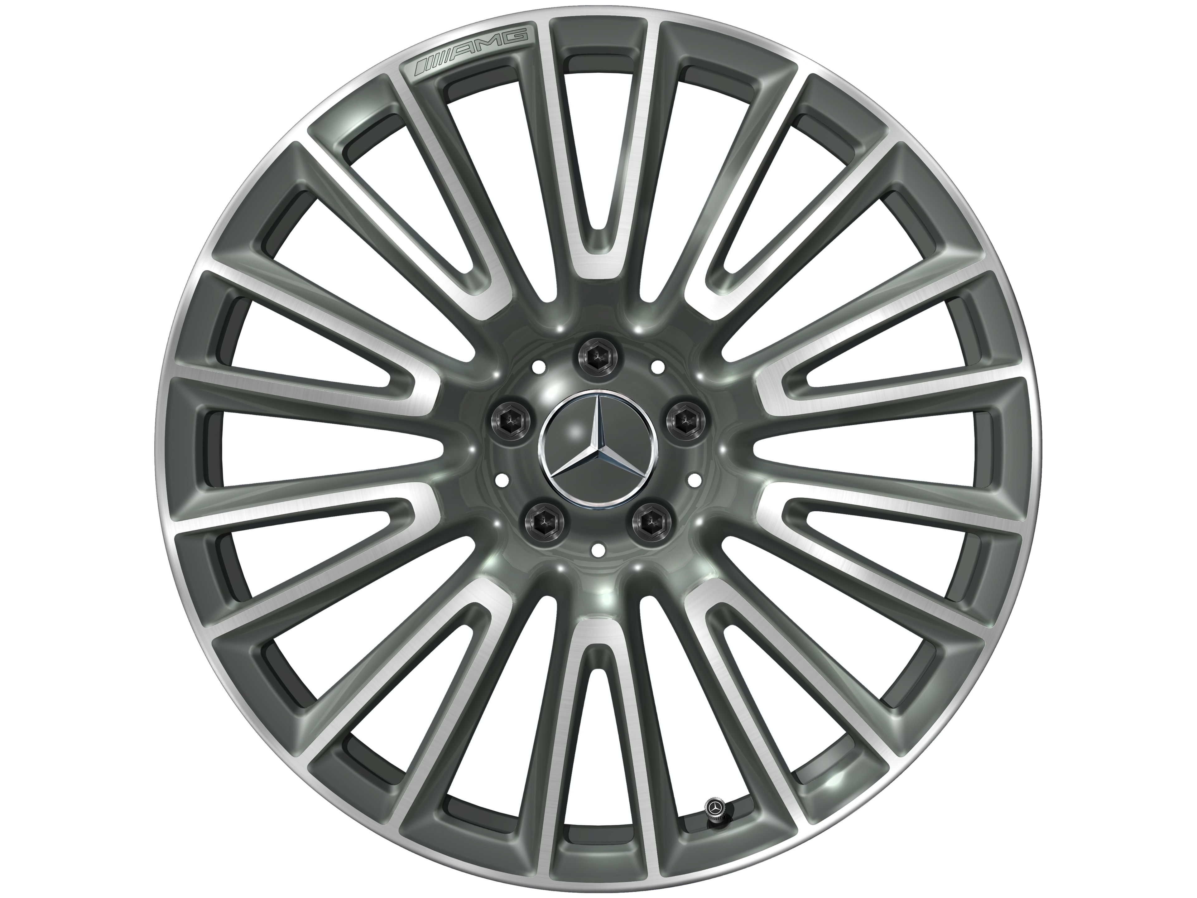 Cerchio in lega leggera AMG, con design a 10 doppie razze, 50,8 cm (20 pollici) - 10,5 J x 20 ET 43, grigio Himalaya, Tornitura a specchio