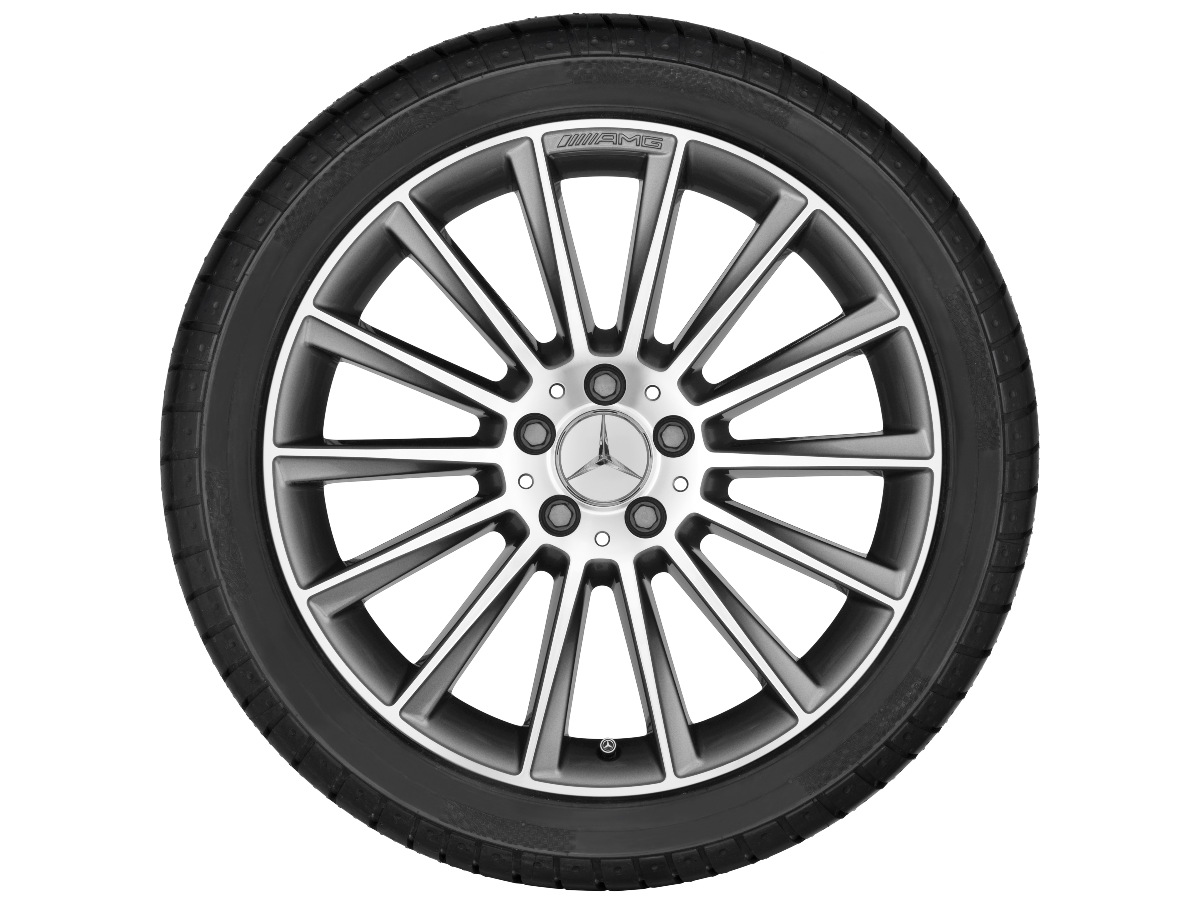 Cerchio a razze AMG, 50,8 cm (20 pollici), con tornitura a specchio - 8 J x 20 ET 33, grigio Himalaya, Tornitura a specchio