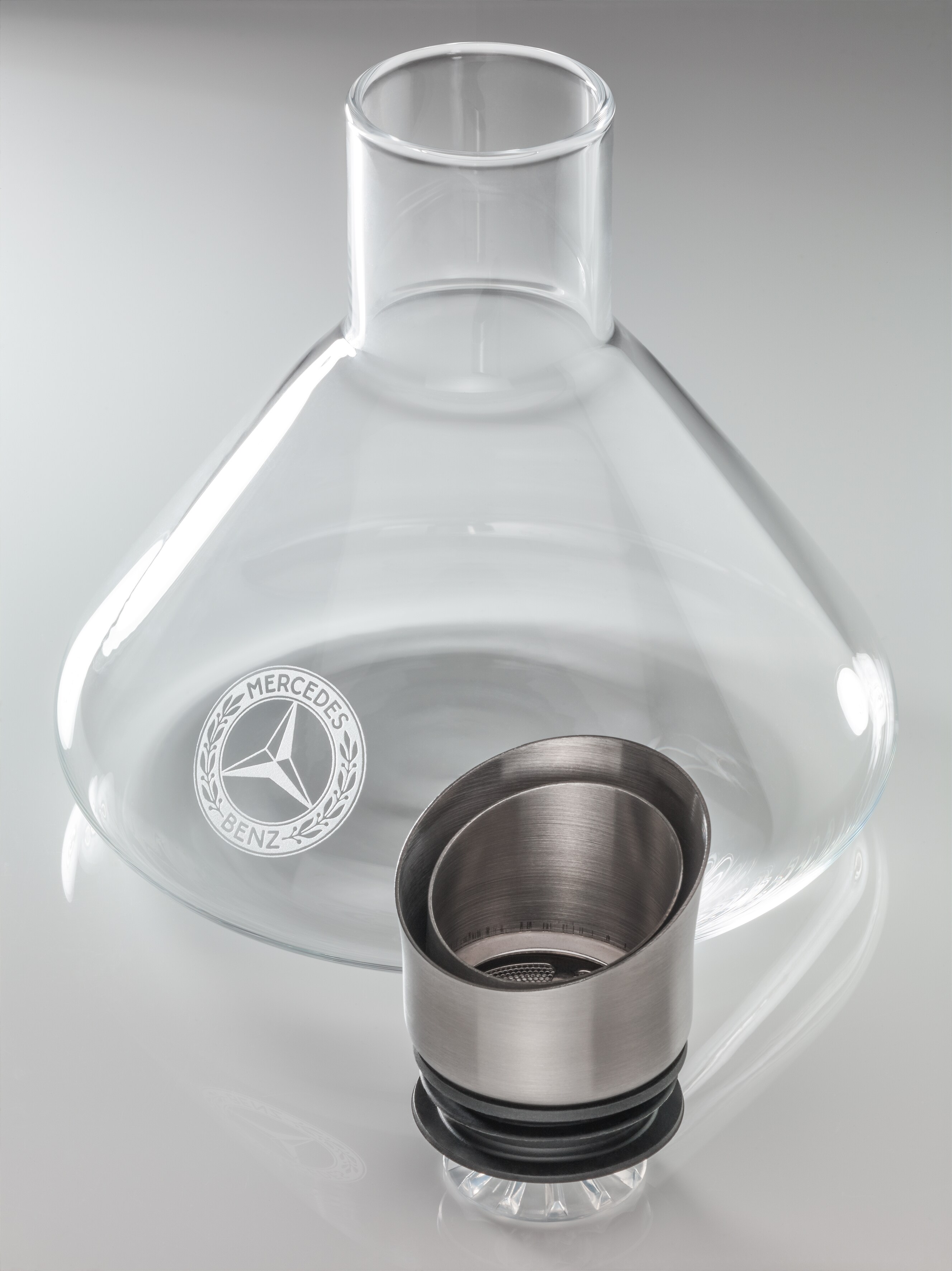 Decanter - Trasparente / avorio / argento, Vetro / acciaio inox / legno