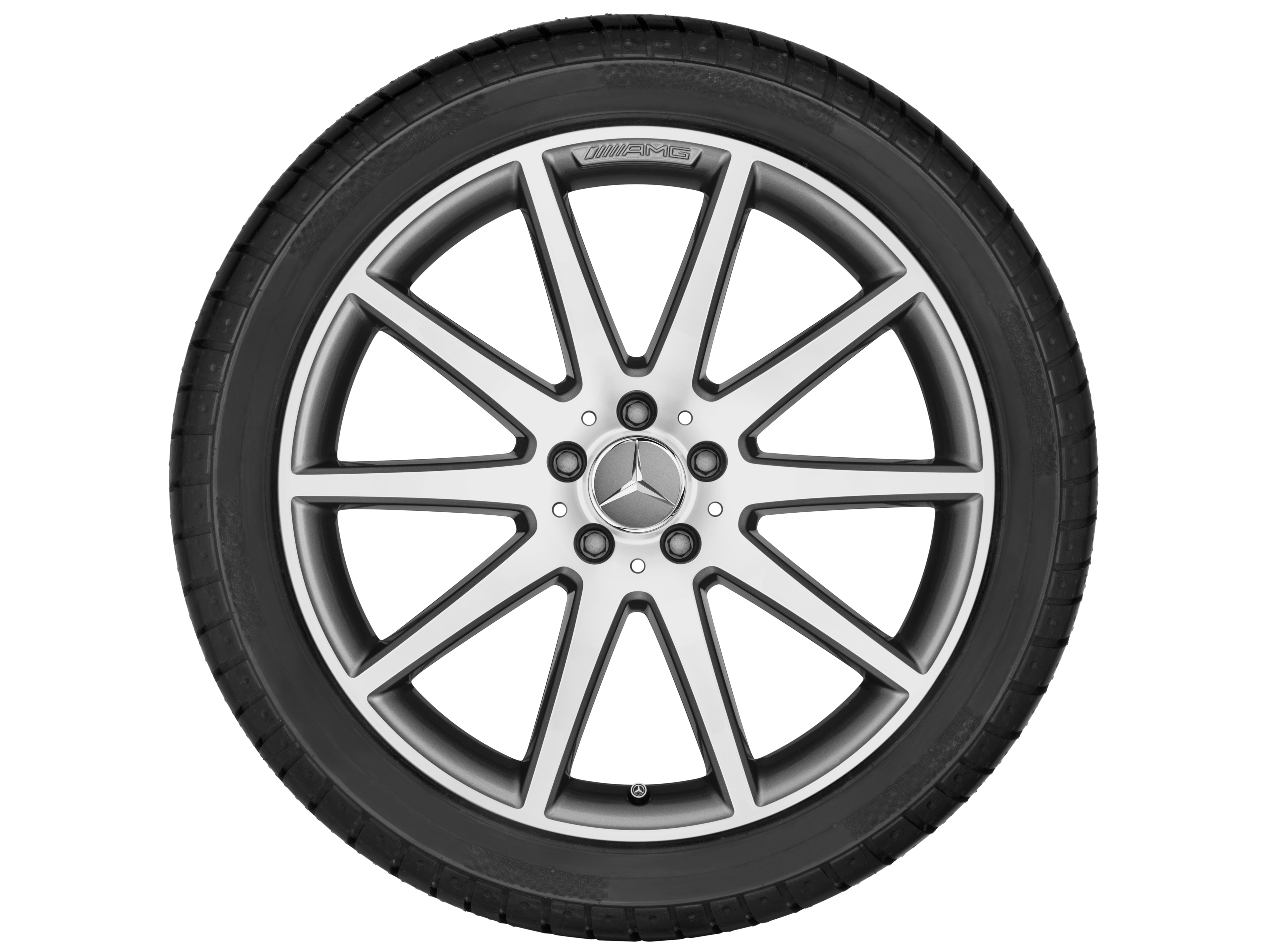 Cerchio a 10 razze AMG, 48,3 cm (19 pollici) - 8 J x 19 ET 19, grigio titanio, Tornitura a specchio