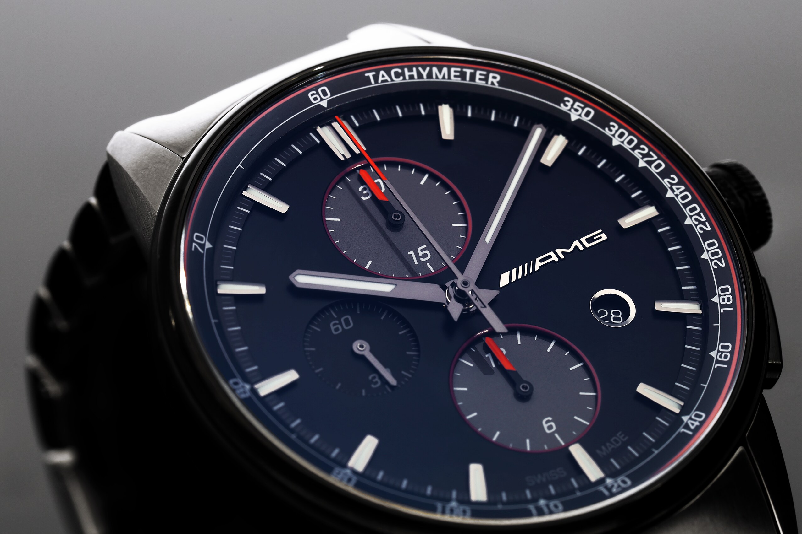 Cronografo automatico AMG, Uomo, Business - colore nero / Antracite / Rosso, acciaio inox / titanio
