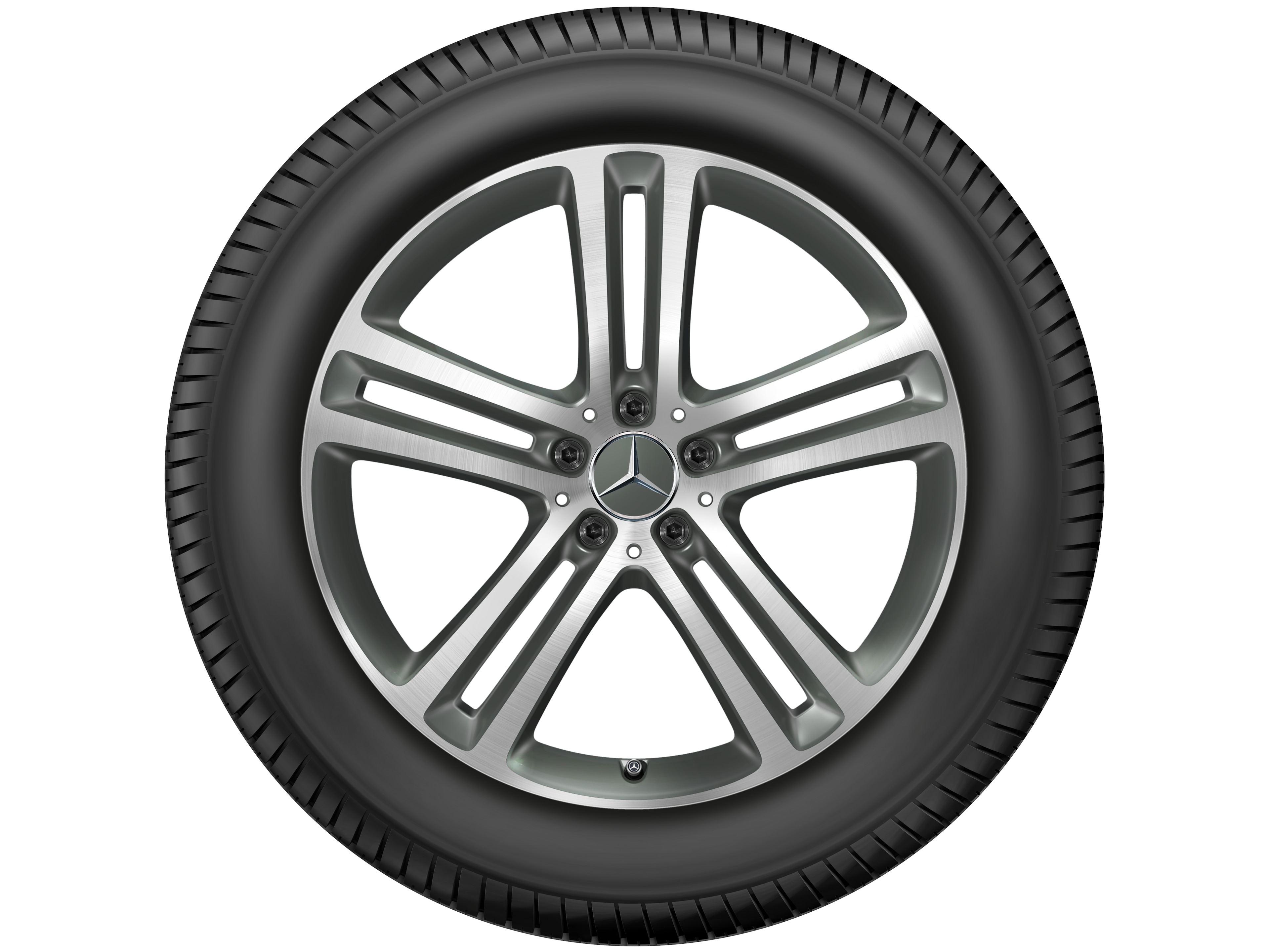 5-Doppelspeichen-Rad, 50,8 cm (20 Zoll), glanzgedreht - 8,5 J x 20 ET 55,6, grau Himalaya matt, glanzgedreht