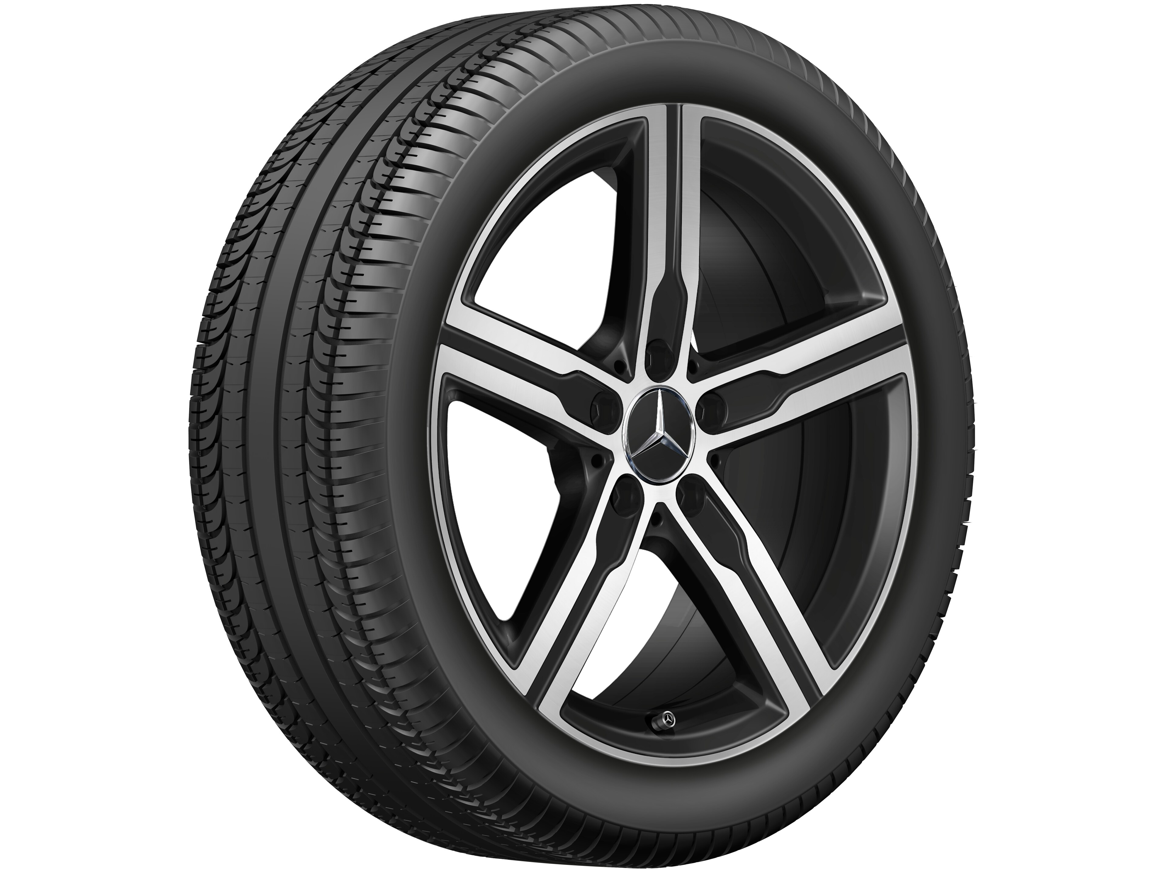 Cerchio a 5 razze, 45,7 cm (18 pollici), con tornitura a specchio - 7,5 J x 18 ET 49, nero opacizzato, Tornitura a specchio