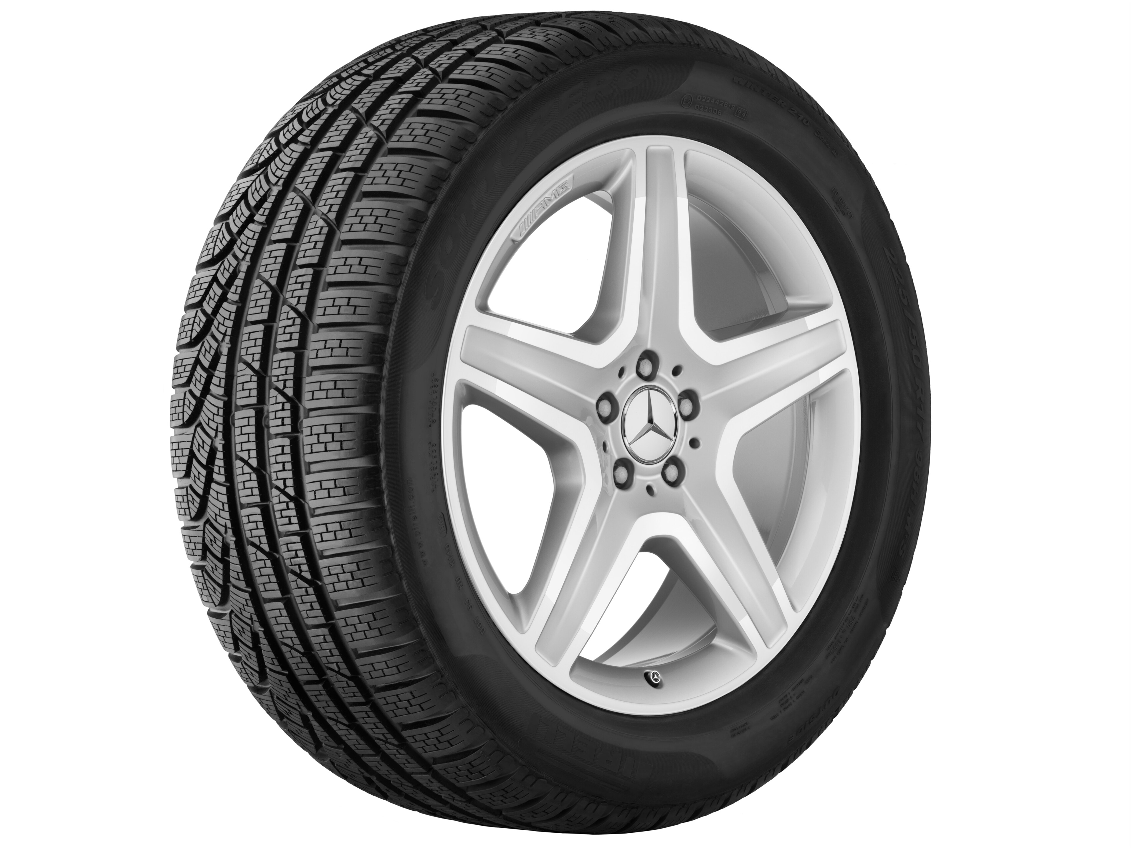 Cerchio a 5 razze AMG, 50,8 cm (20 pollici) - 9 J x 20 ET 57, argento, Tornitura a specchio