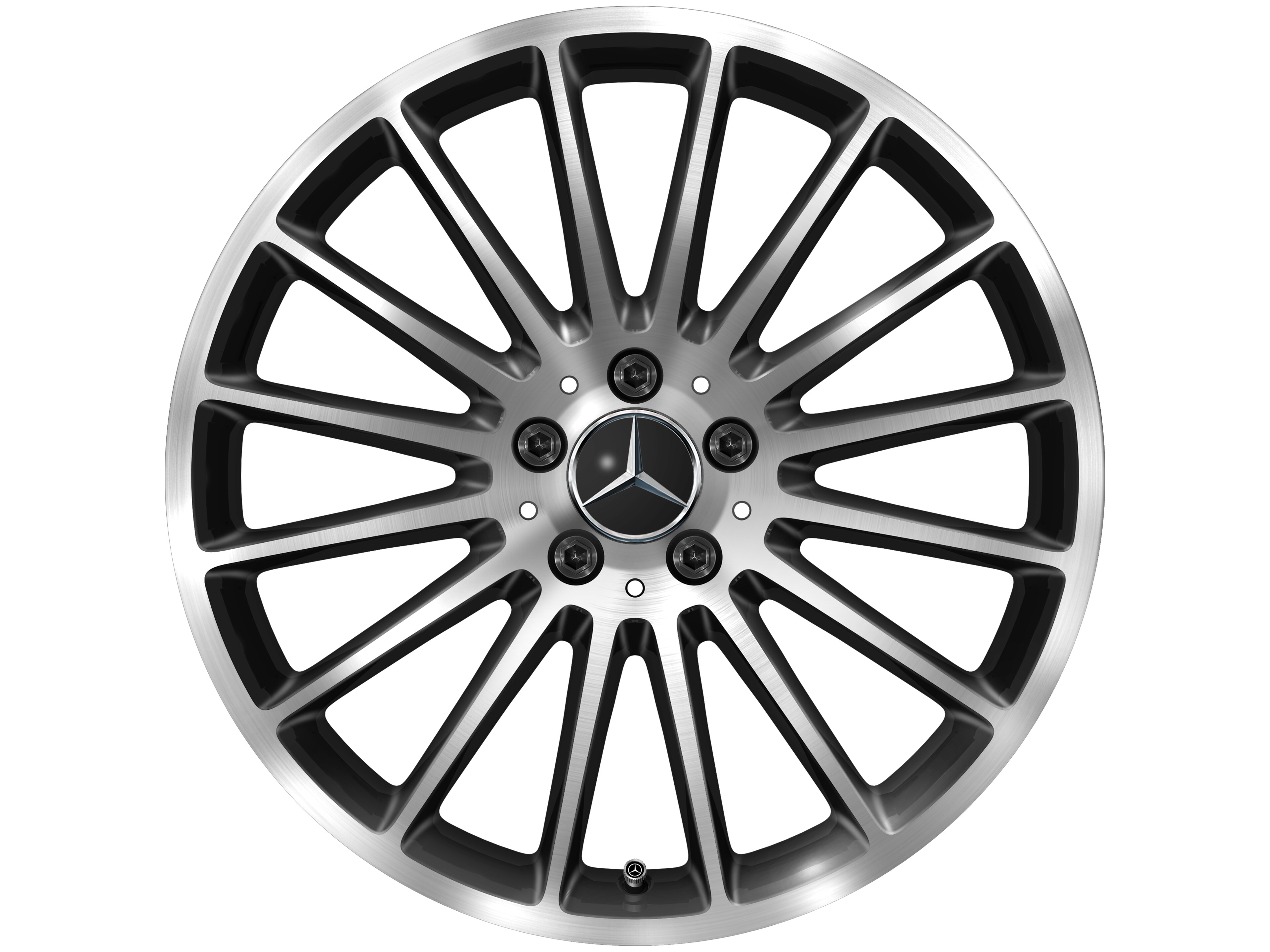 Cerchio a 16 razze, 48,3 cm (19 pollici) - 8 J x 19 ET 52, colore nero, Tornitura a specchio