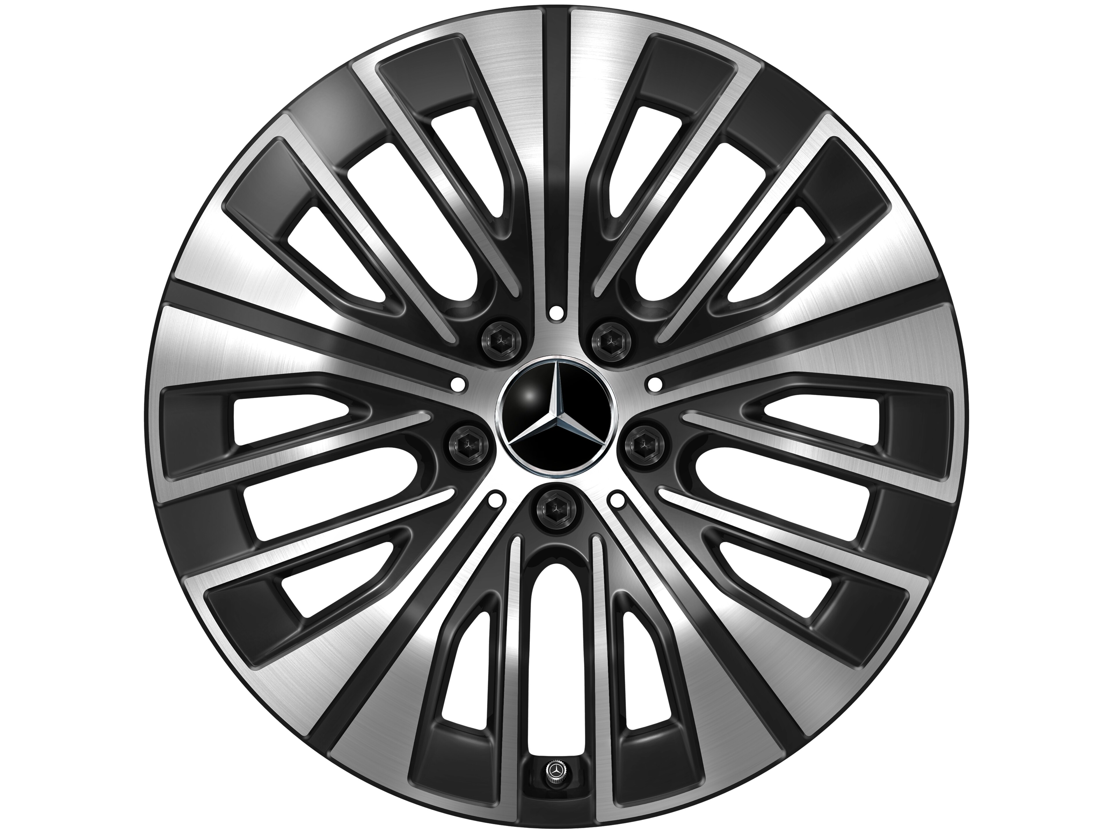 Cerchio a 5 triple razze, 45,7 cm (18 pollici) - 7,5 J x 18 ET 53,5, colore nero, Tornitura a specchio