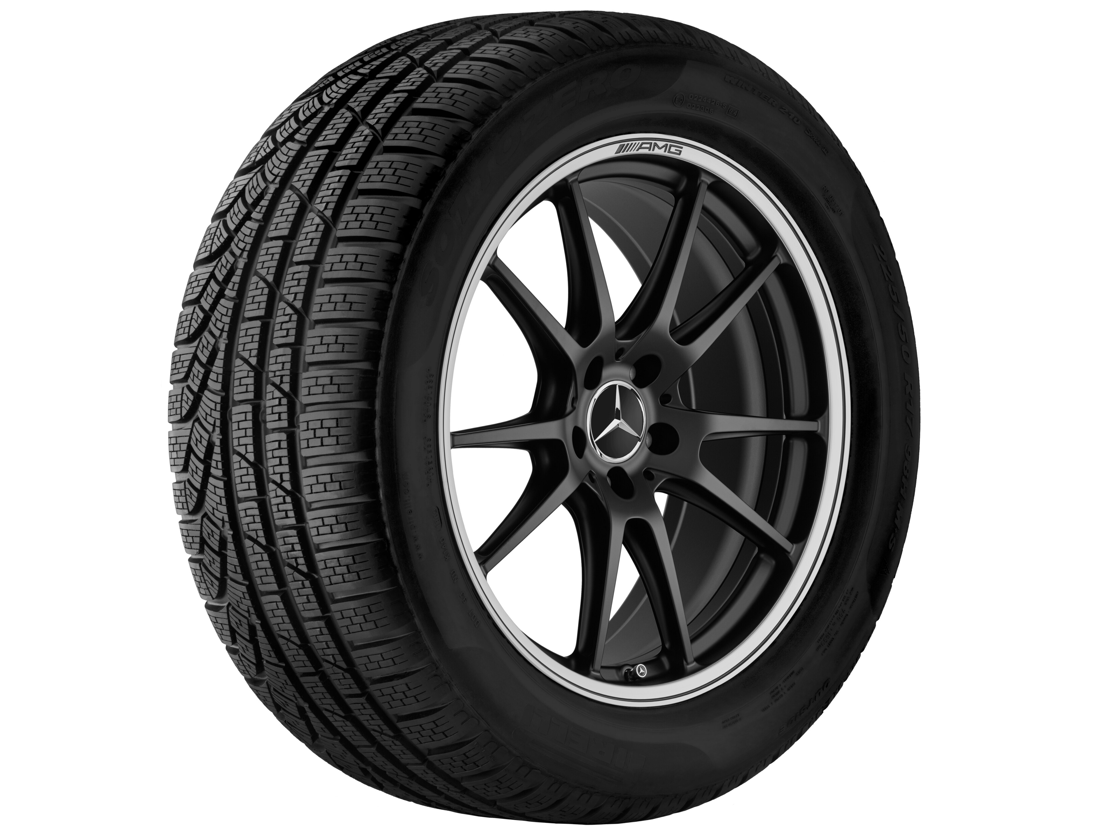 Cerchio fucinato AMG con design a 5 doppie razze, 50,8 cm (20 pollici), Bordo del cerchio tornito a specchio - 10,5 J x 20 ET 57, nero opacizzato, Tornitura a specchio