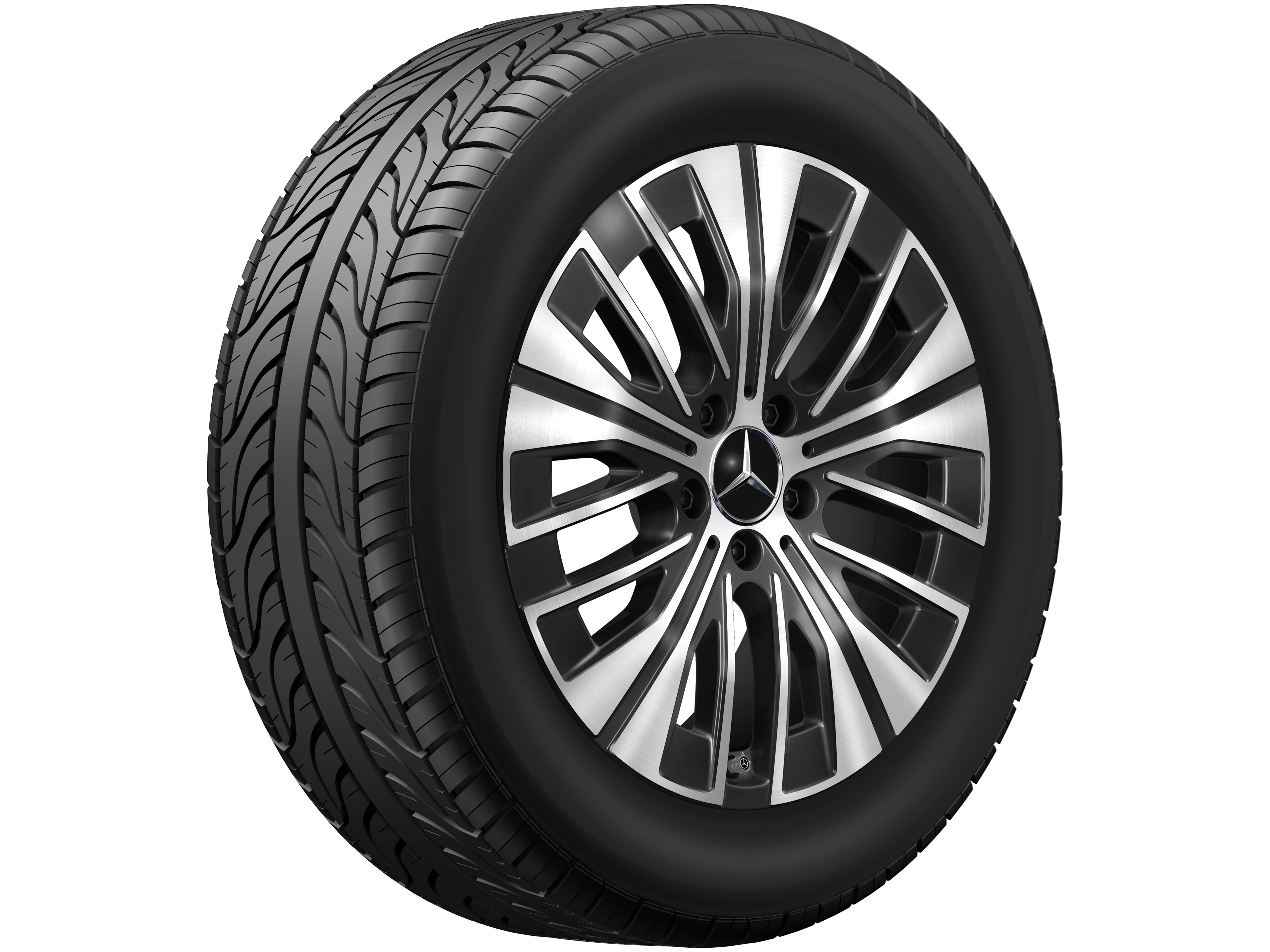 Cerchio a 5 triple razze, 45,7 cm (18 pollici) - 7,5 J x 18 ET 53,5, colore nero, Tornitura a specchio