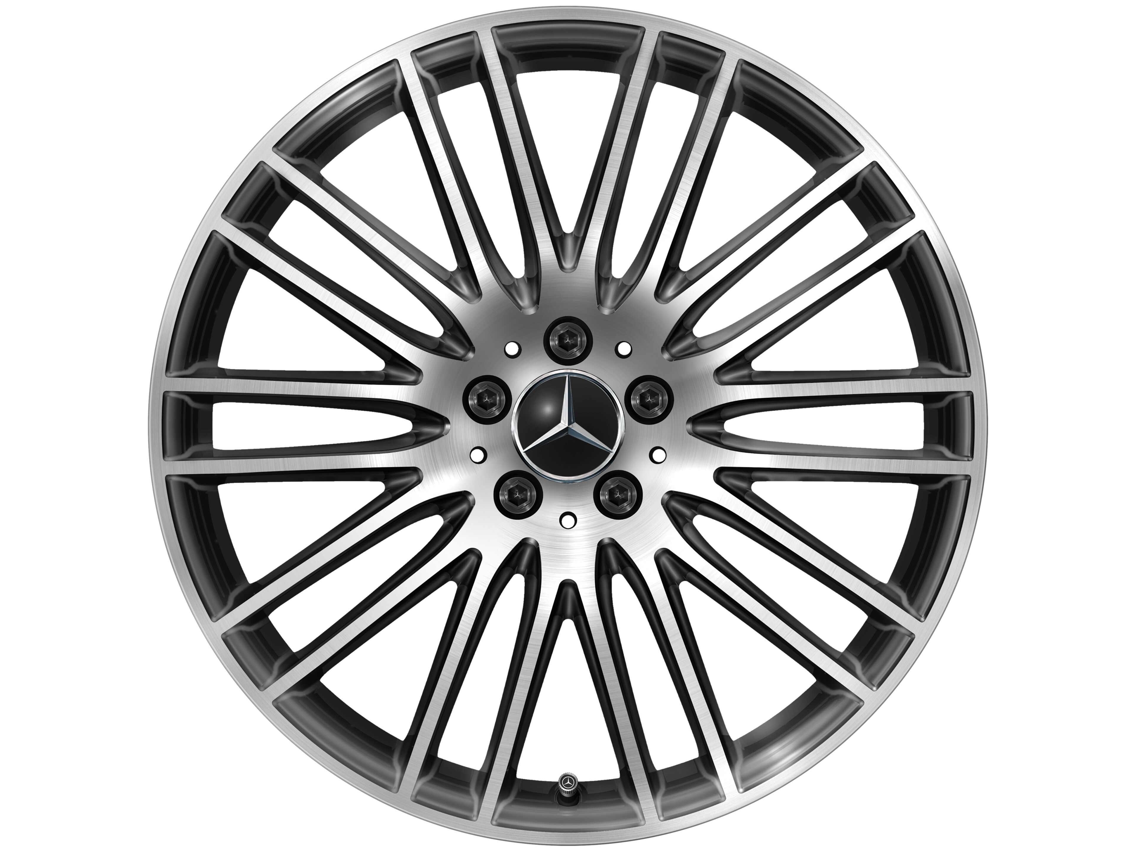 Cerchio a razze multiple, 50,8 cm (20 pollici), con tornitura a specchio - 8,5 J x 20 ET 34,5, colore nero, Tornitura a specchio