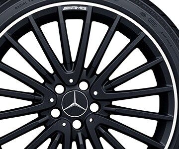 Cerchio a razze AMG, 50,8 cm (20 pollici), Bordo del cerchio tornito a specchio - 8 J x 20 ET 43,5, nero opacizzato, Tornitura a specchio