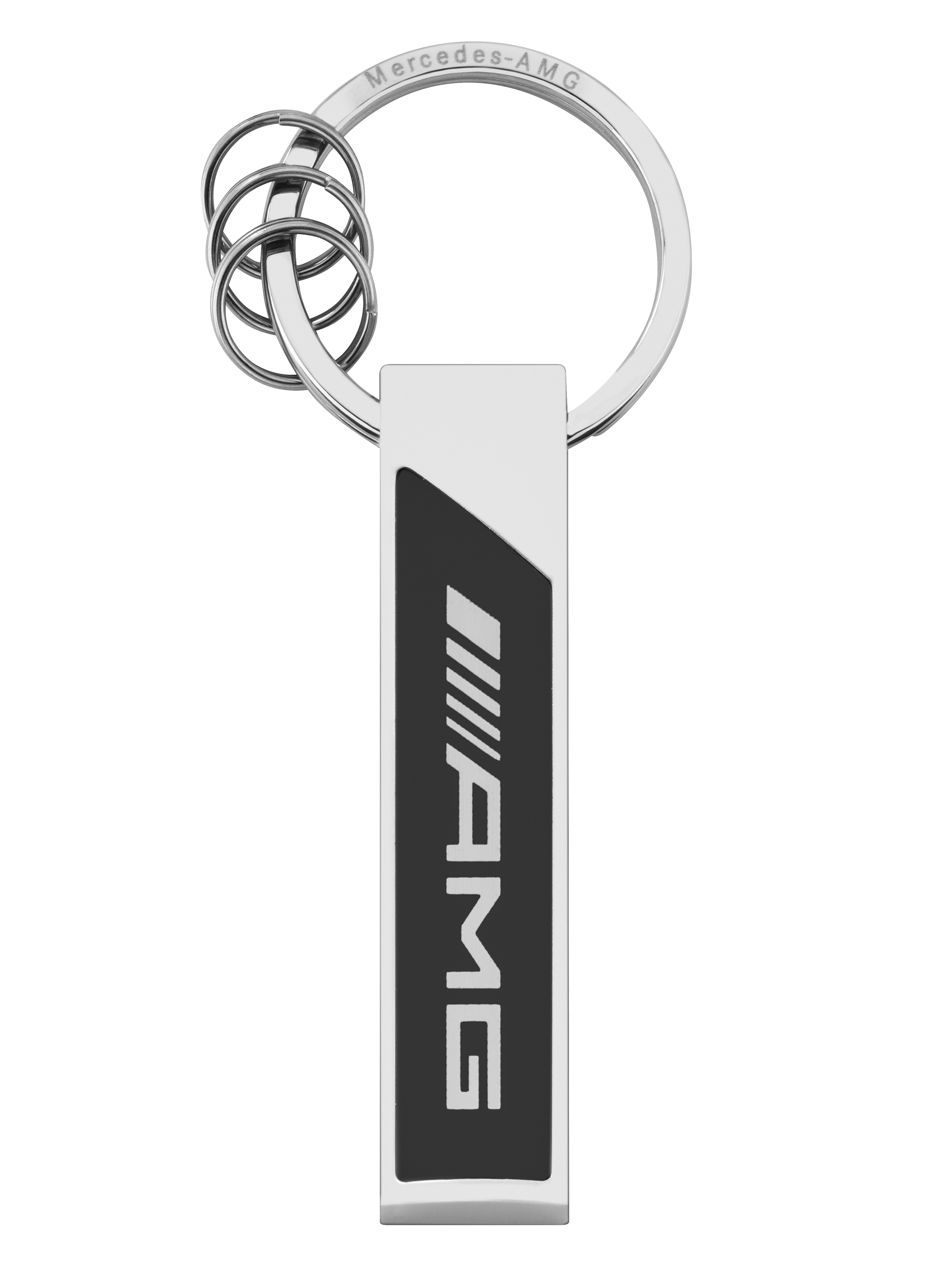 Portachiavi AMG, Logo - argento / colore nero / Colore bianco, acciaio inox