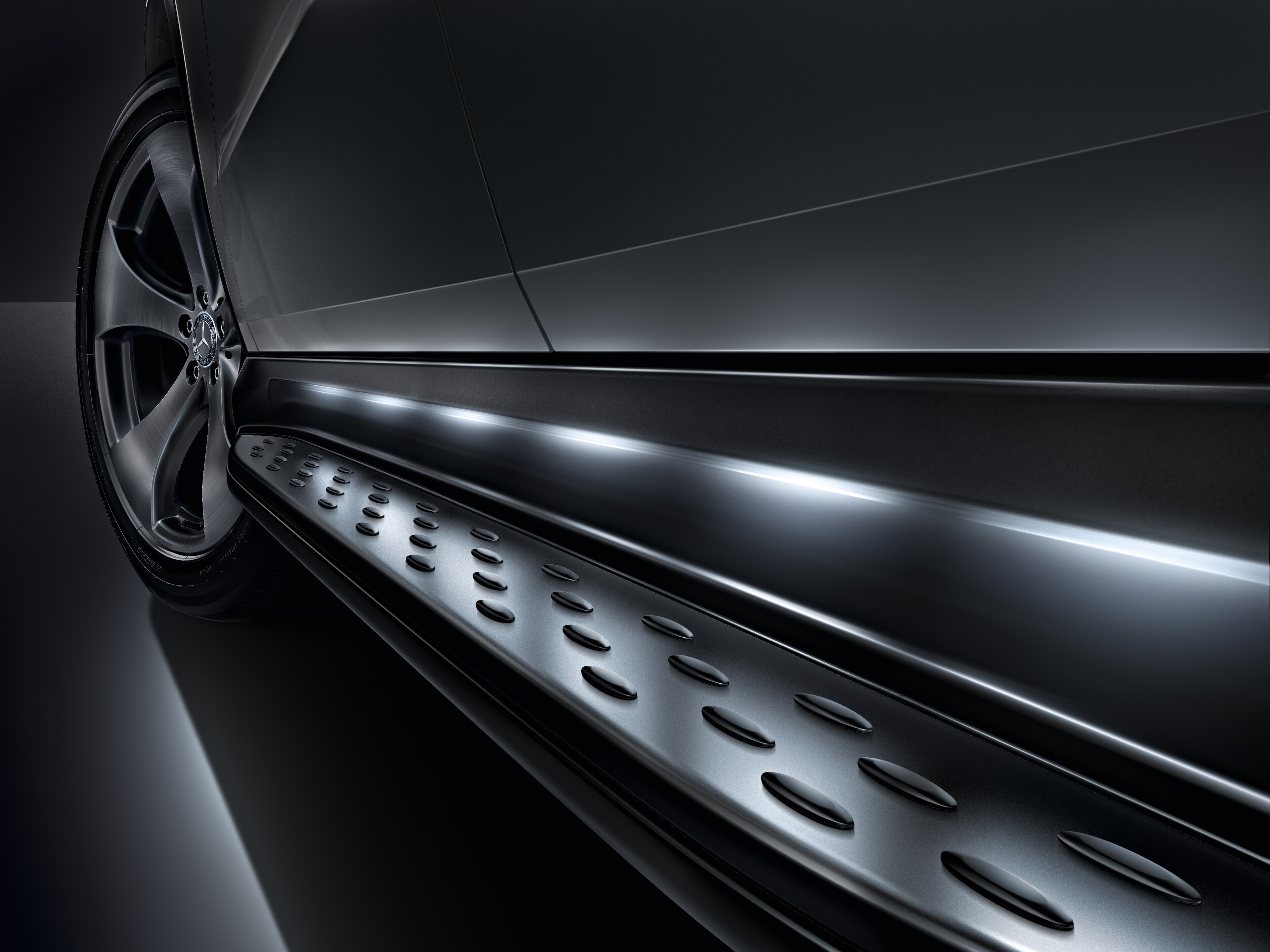 Predellino di accesso, illuminato - sintetico, colore nero