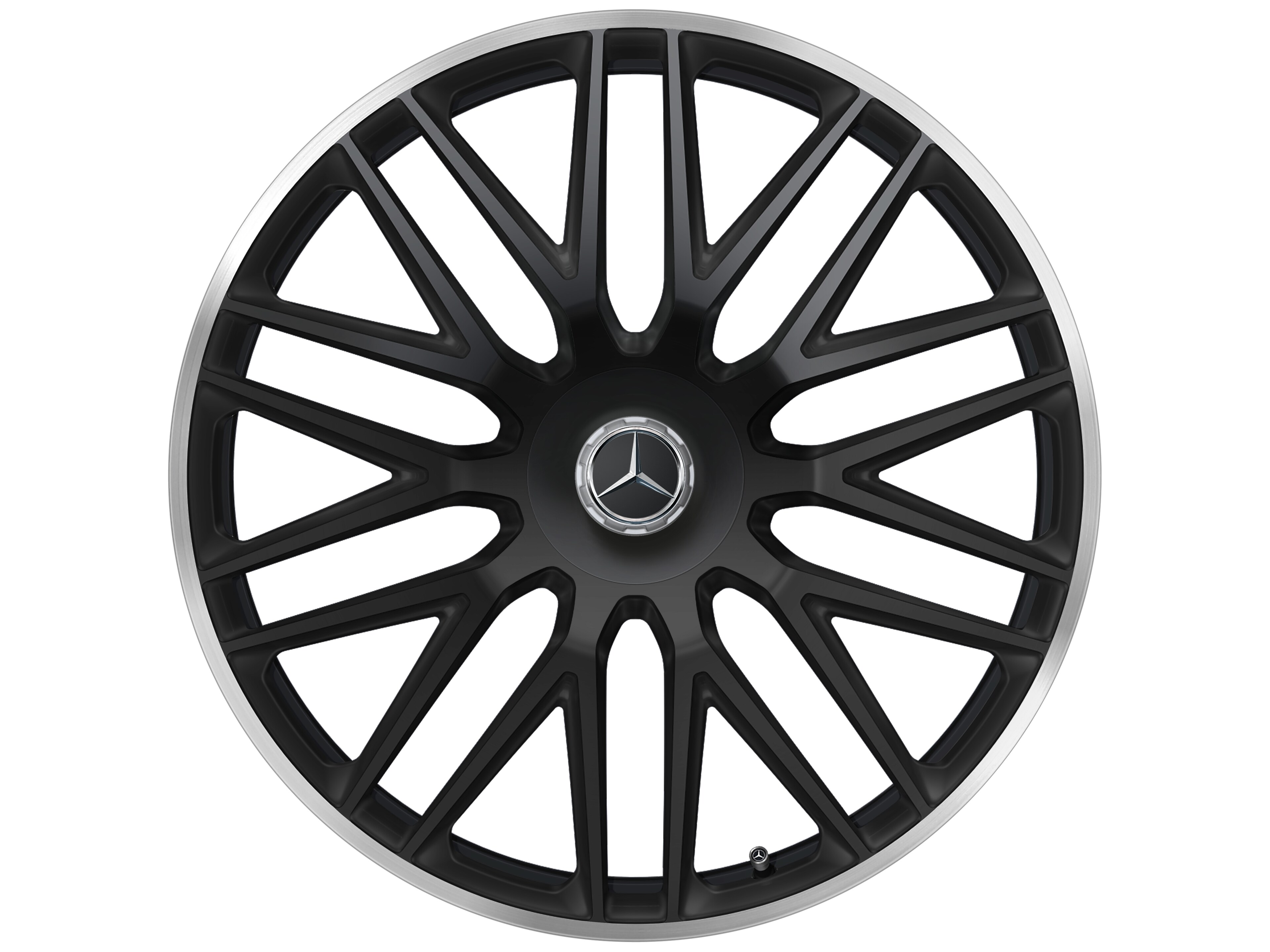 AMG Schmiederad im Vielspeichen-Design, 58,4 cm (23 Zoll), Felgenhorn glanzgedreht - 11,5 J x 23 ET 47, schwarz matt, Felgenhorn glanzgedreht