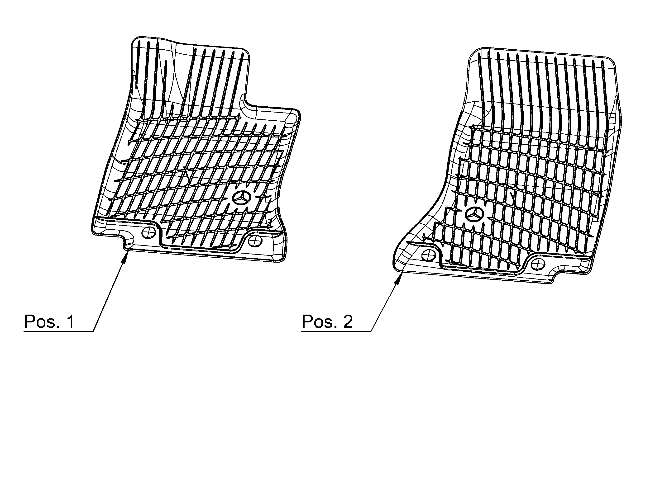 Tappetini in gomma Dynamic Squares, Tappetino lato guida/lato passeggero anteriore, 2 pezzi - LL, colore nero