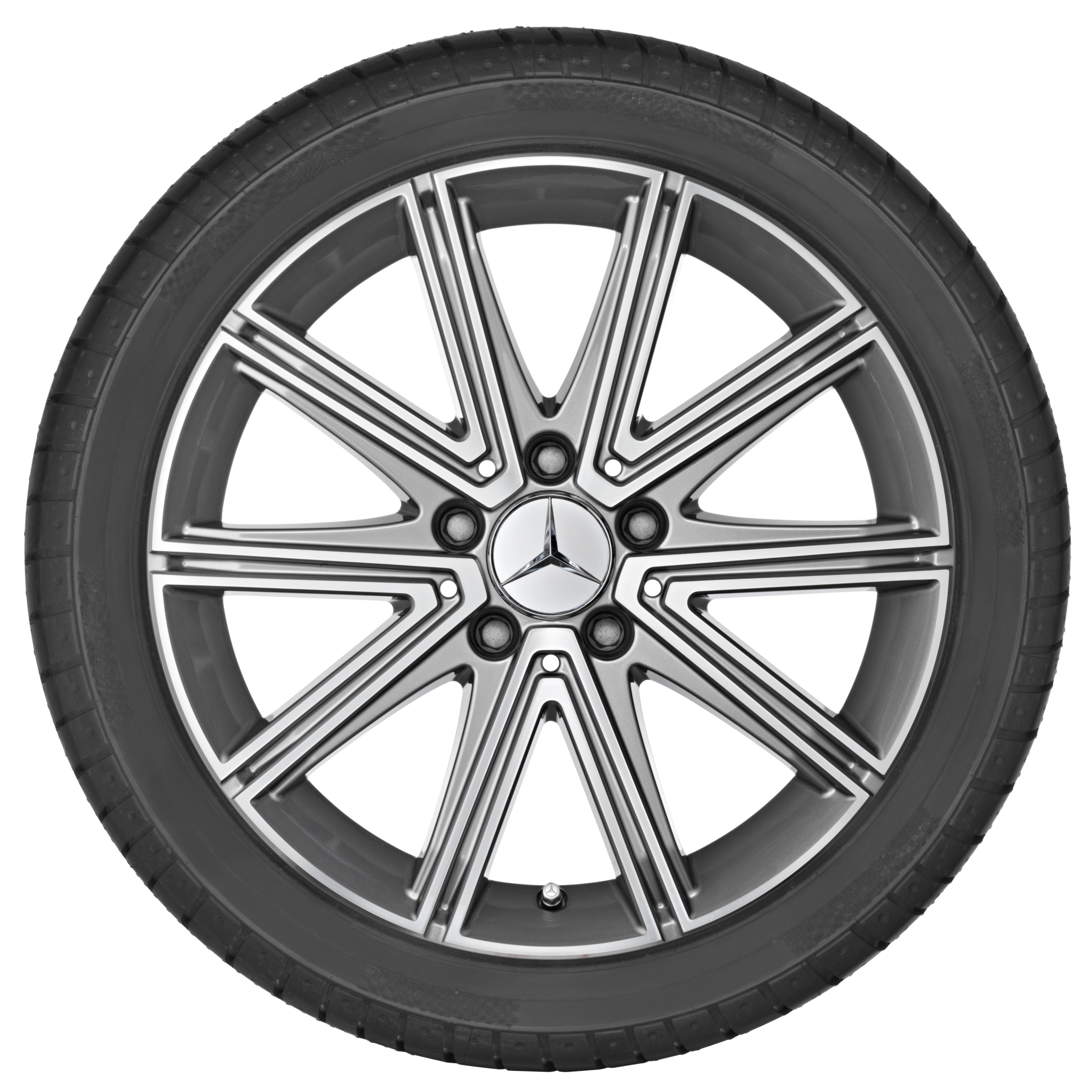 Cerchio a 10 razze, 43,2 cm (17 pollici), con tornitura a specchio - 8,5 J x 17 ET 36, argento palladio, Tornitura a specchio