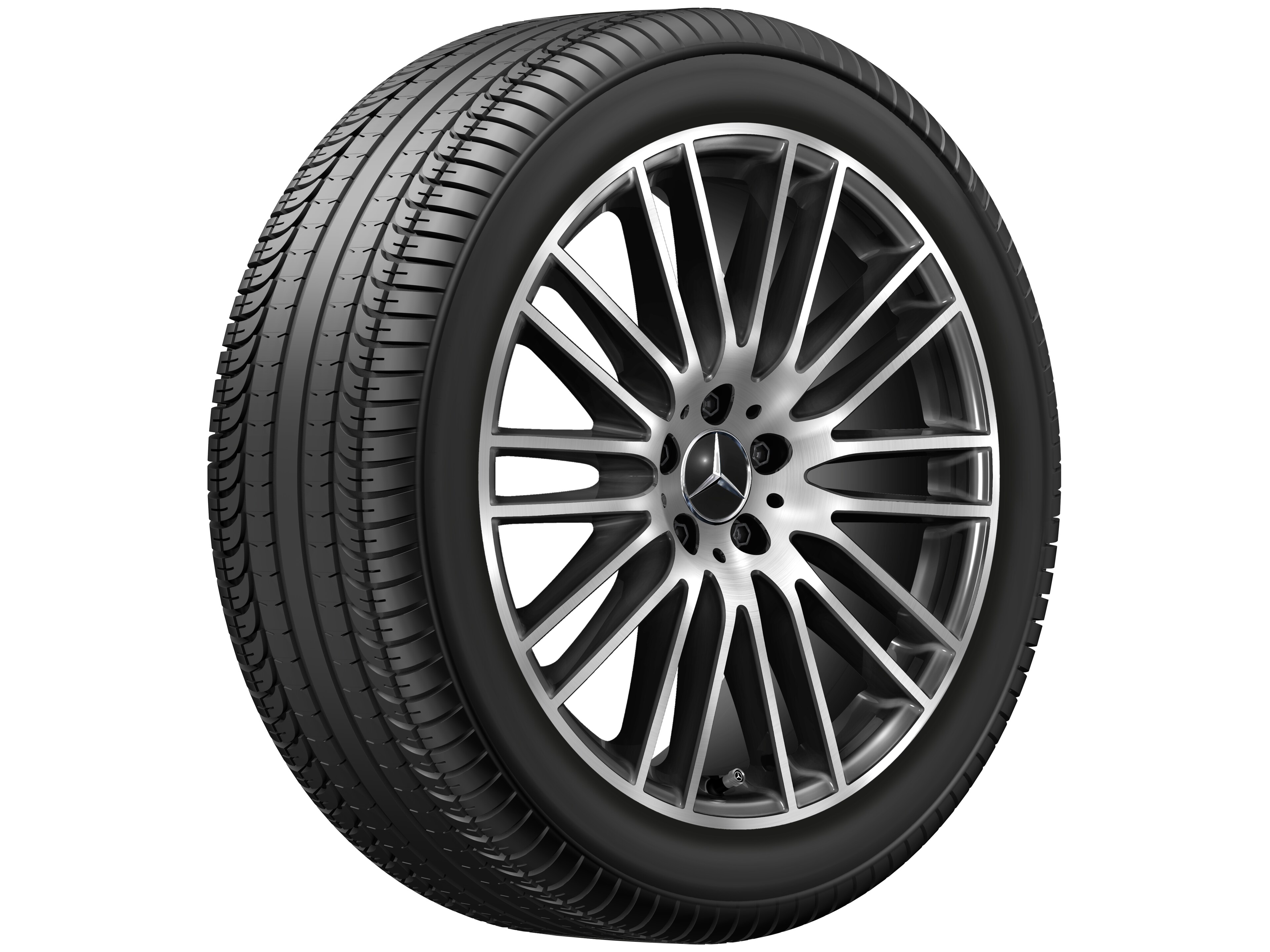 Cerchio a razze multiple, 50,8 cm (20 pollici), con tornitura a specchio - 8,5 J x 20 ET 34,5, colore nero, Tornitura a specchio