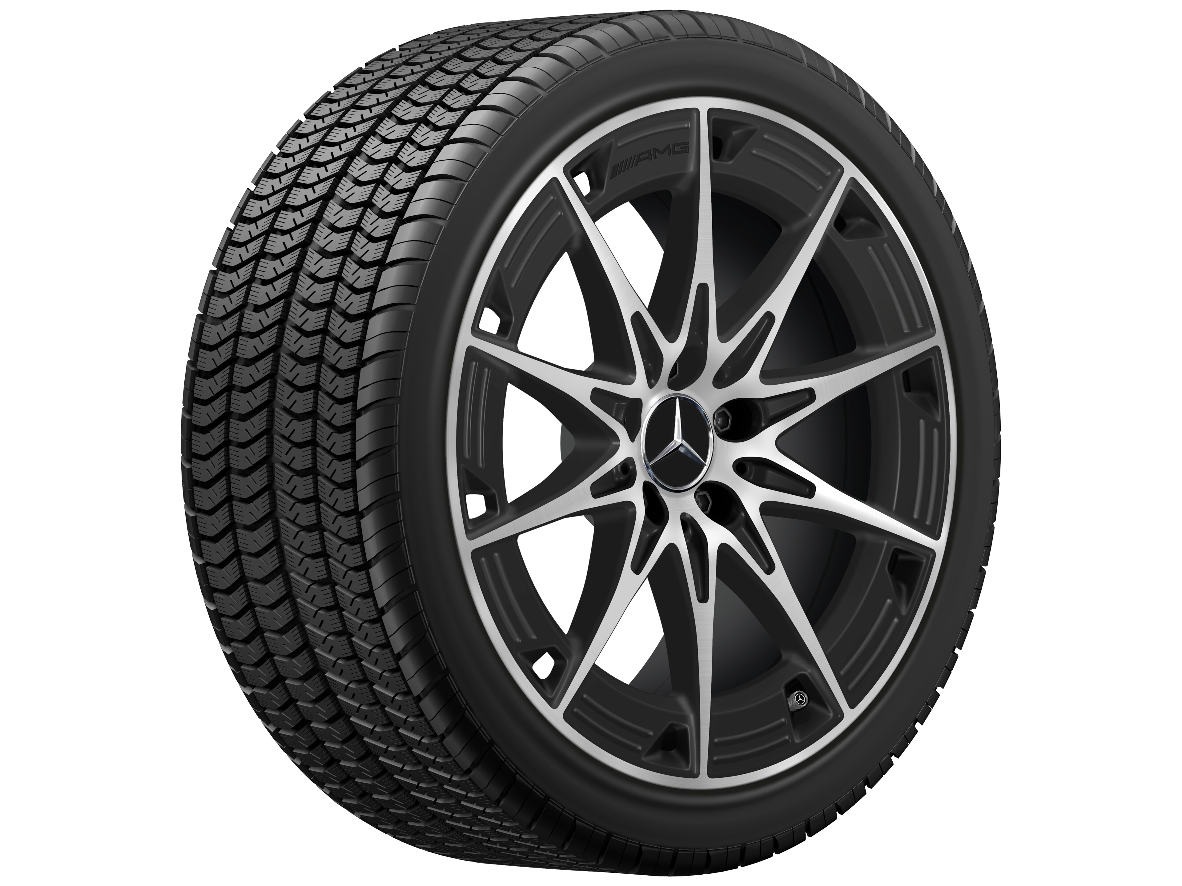 Cerchio in lega leggera AMG, con design a 10 razze, 48,3 cm (19 pollici) - 9 J x 19 ET 48, nero opacizzato, Tornitura a specchio