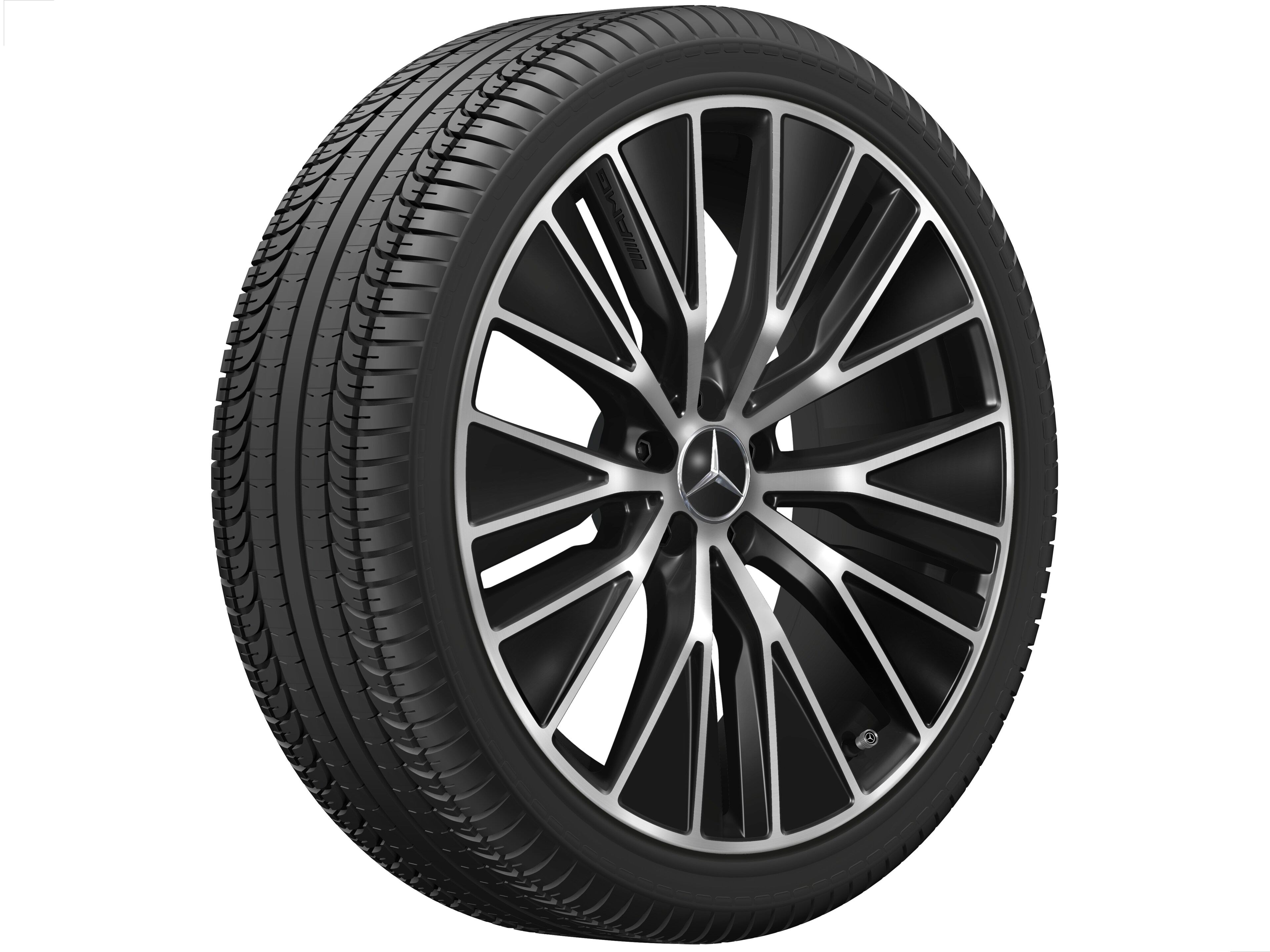 AMG Leichtmetallrad, im Y-Speichen-Design, 53,3 cm (21 Zoll), aerodynamisch optimiert - 9,5 J x 21 ET 58,2, schwarz, glanzgedreht