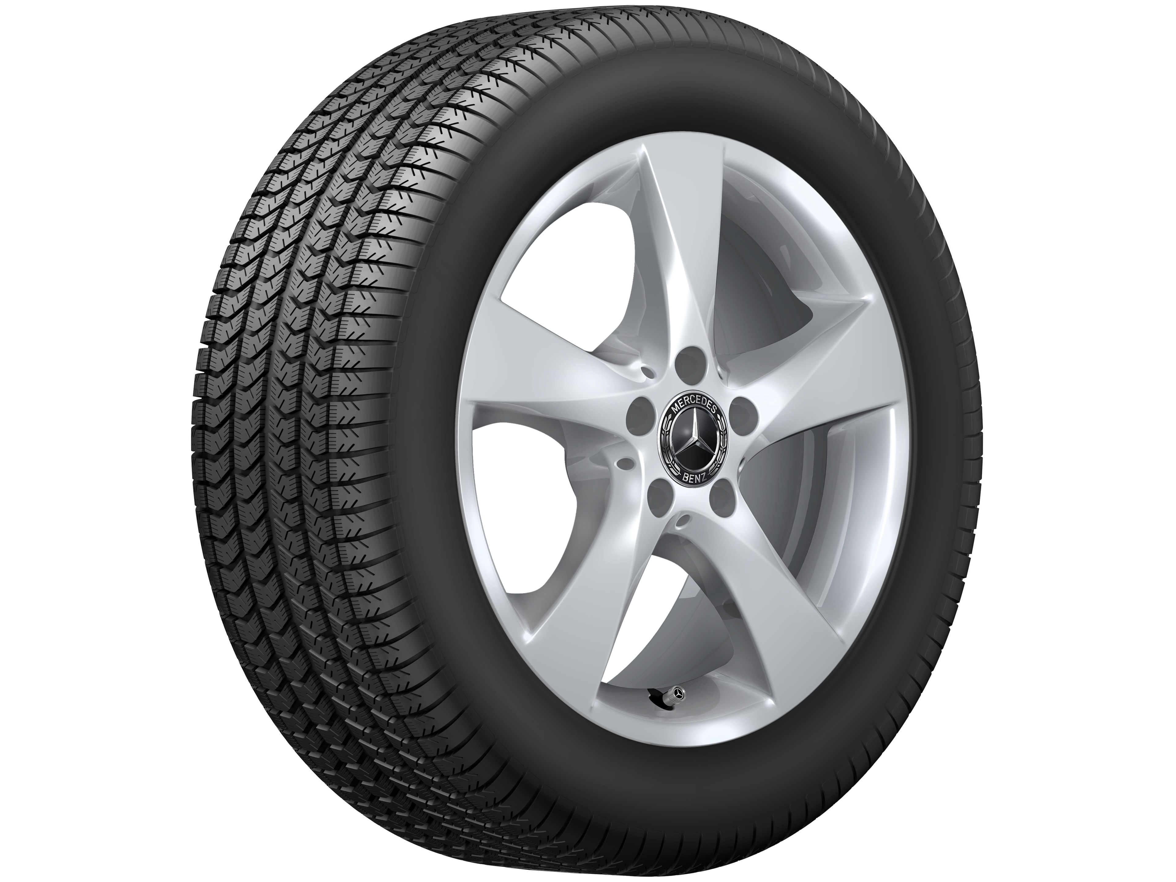 Cerchio a 5 razze, 43,2 cm (17 pollici) - 7 J x 17 ET 51, argento vanadio, verniciato