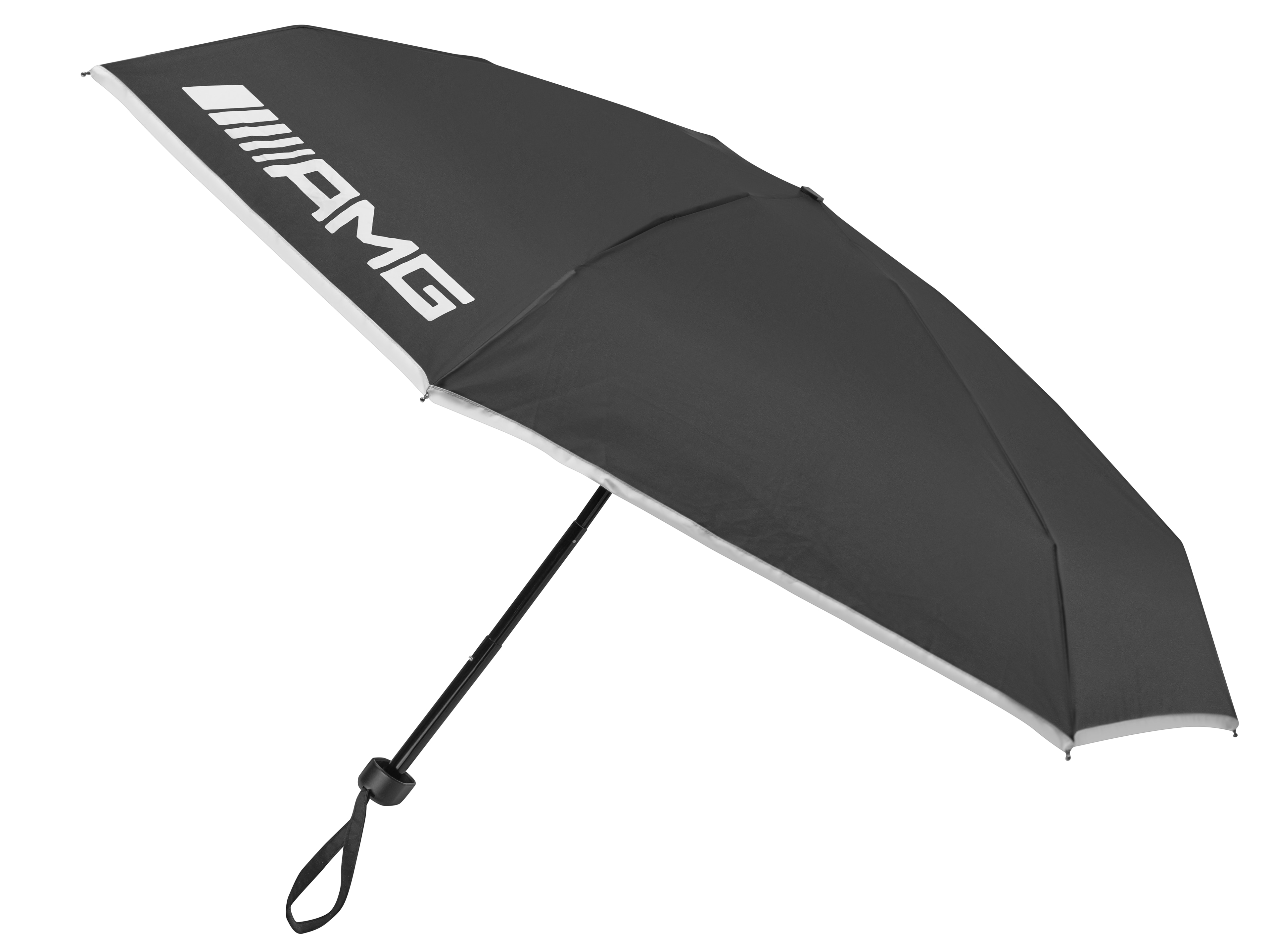 Mini-ombrello AMG - colore nero / Colore bianco, Alluminio / acciaio / Poliestere