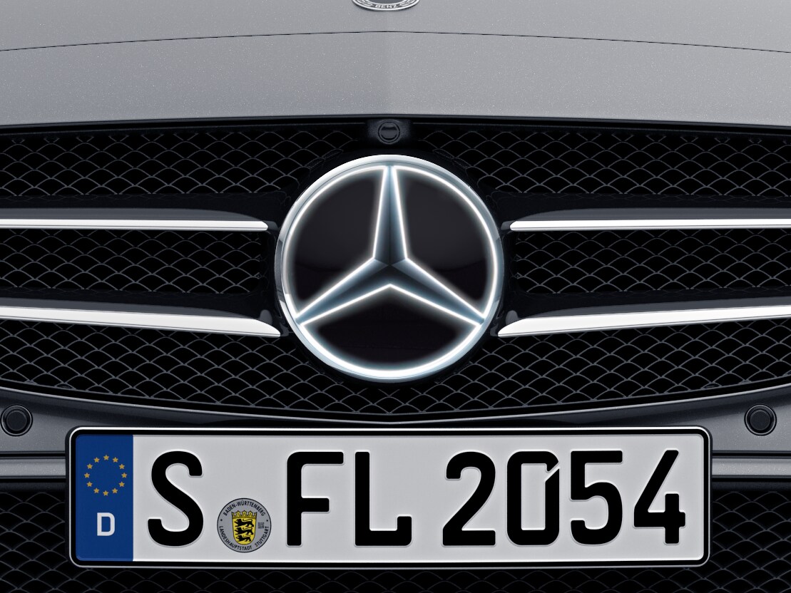 Mercedes Stern beleuchtet, Dekorteil - chrom