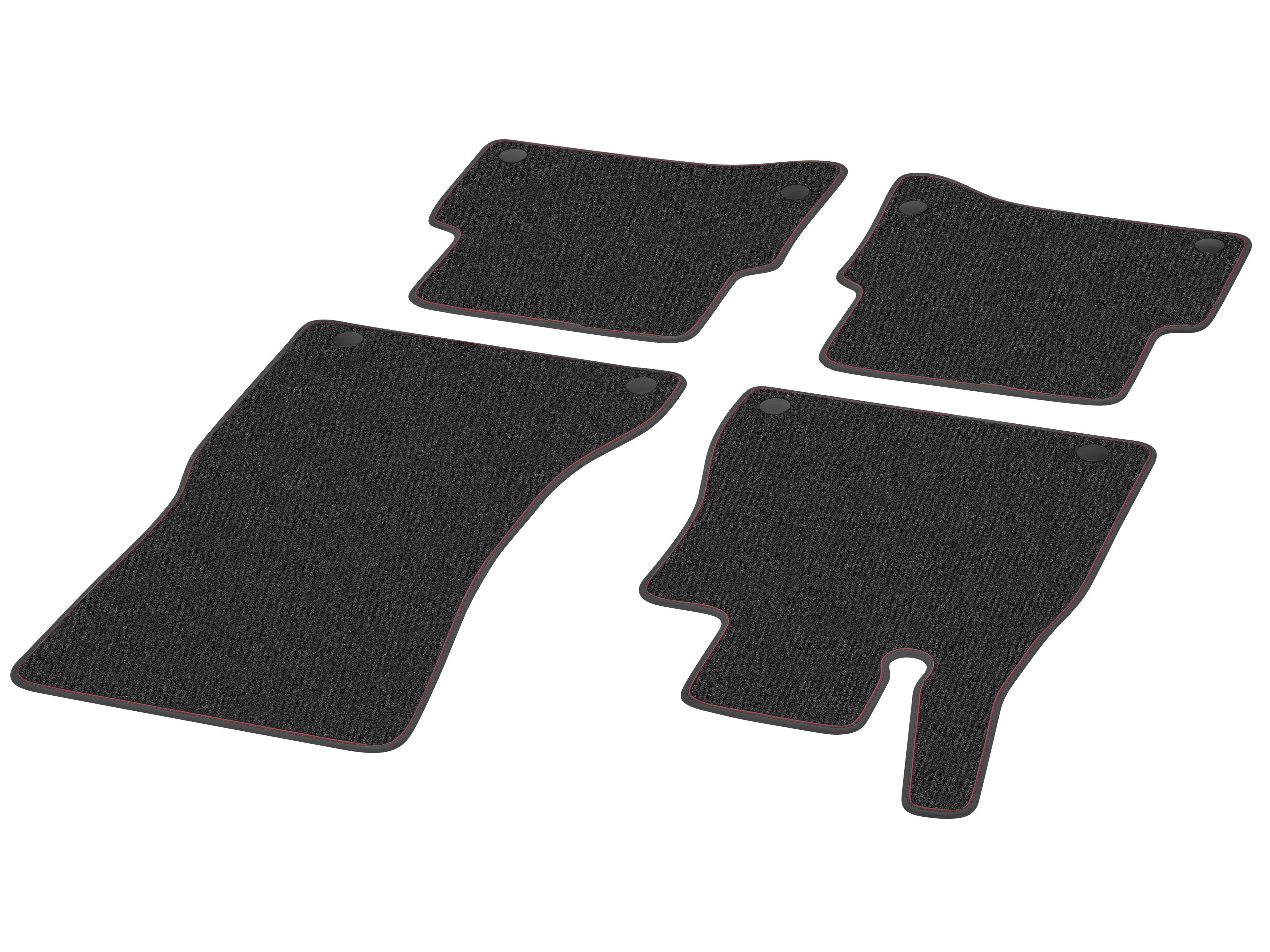 Tappetini in velours Set, 4 pezzi, Pacchetto esclusivo P34 - RL, colore nero / rosso carminio