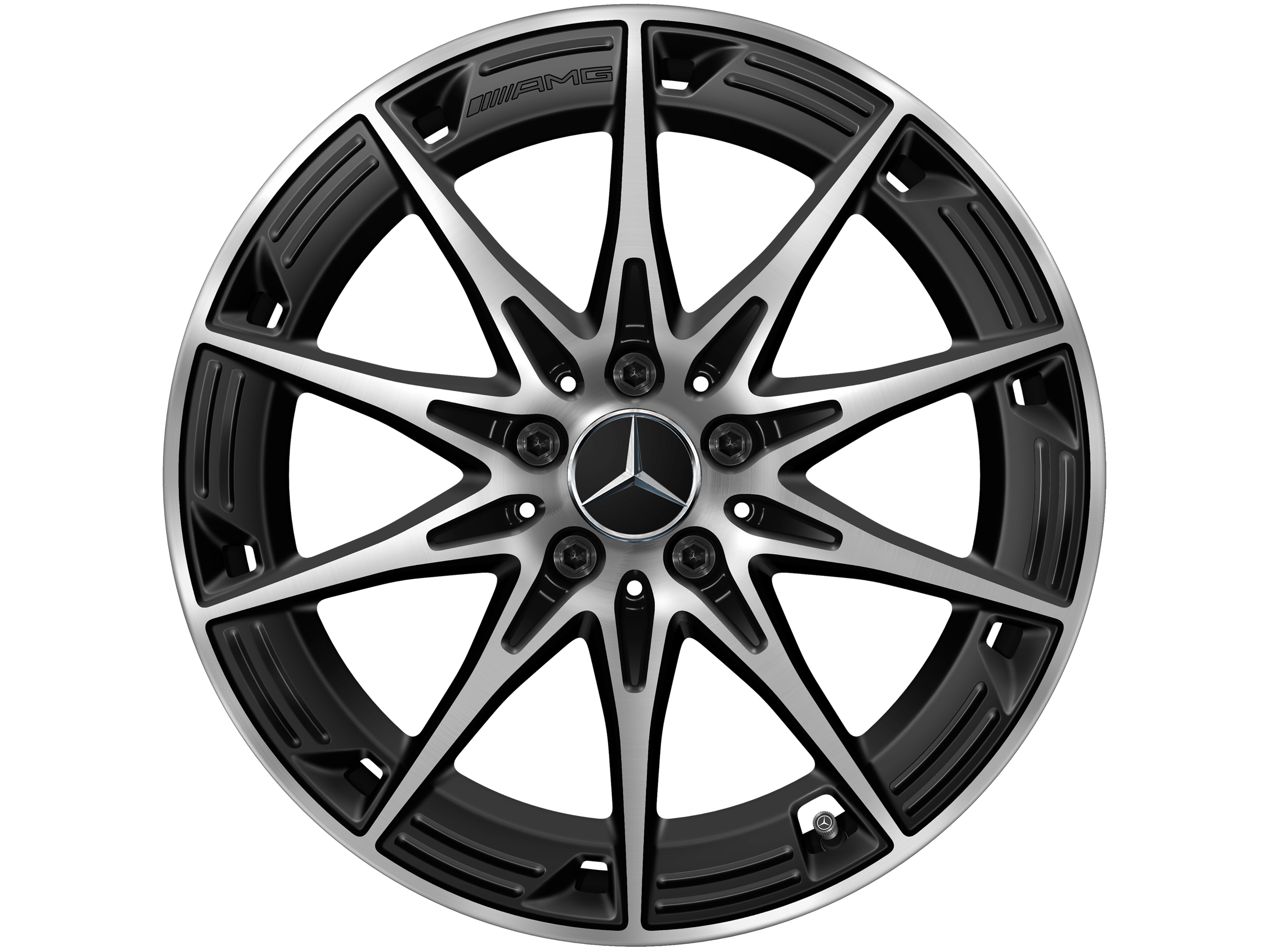 Cerchio in lega leggera AMG, con design a 10 razze, 48,3 cm (19 pollici) - 9 J x 19 ET 48, nero opacizzato, Tornitura a specchio