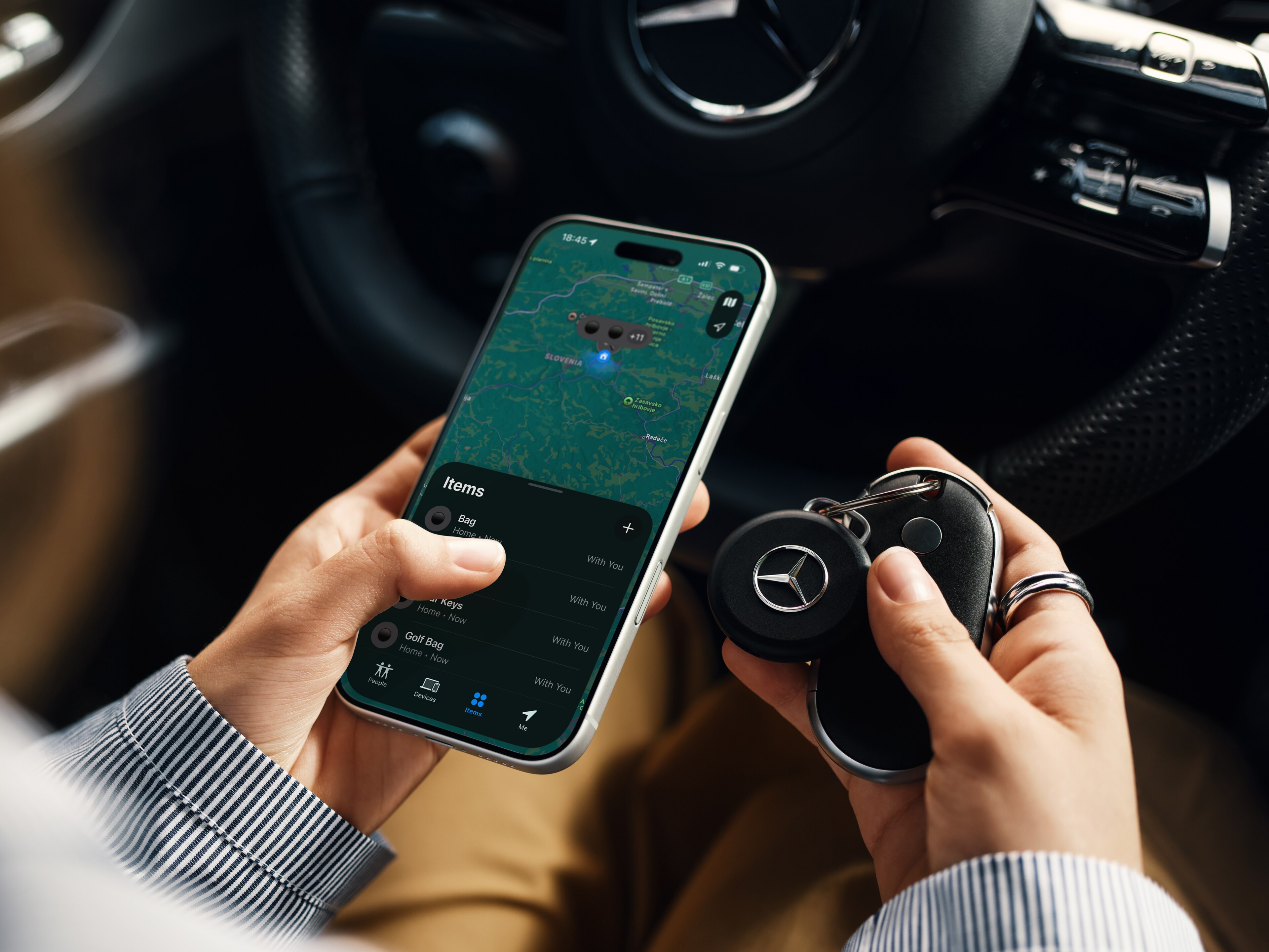 Mercedes-Benz, Localizzatore Chipolo LOOP - colore nero / argento, sintetico, galvanizzato
