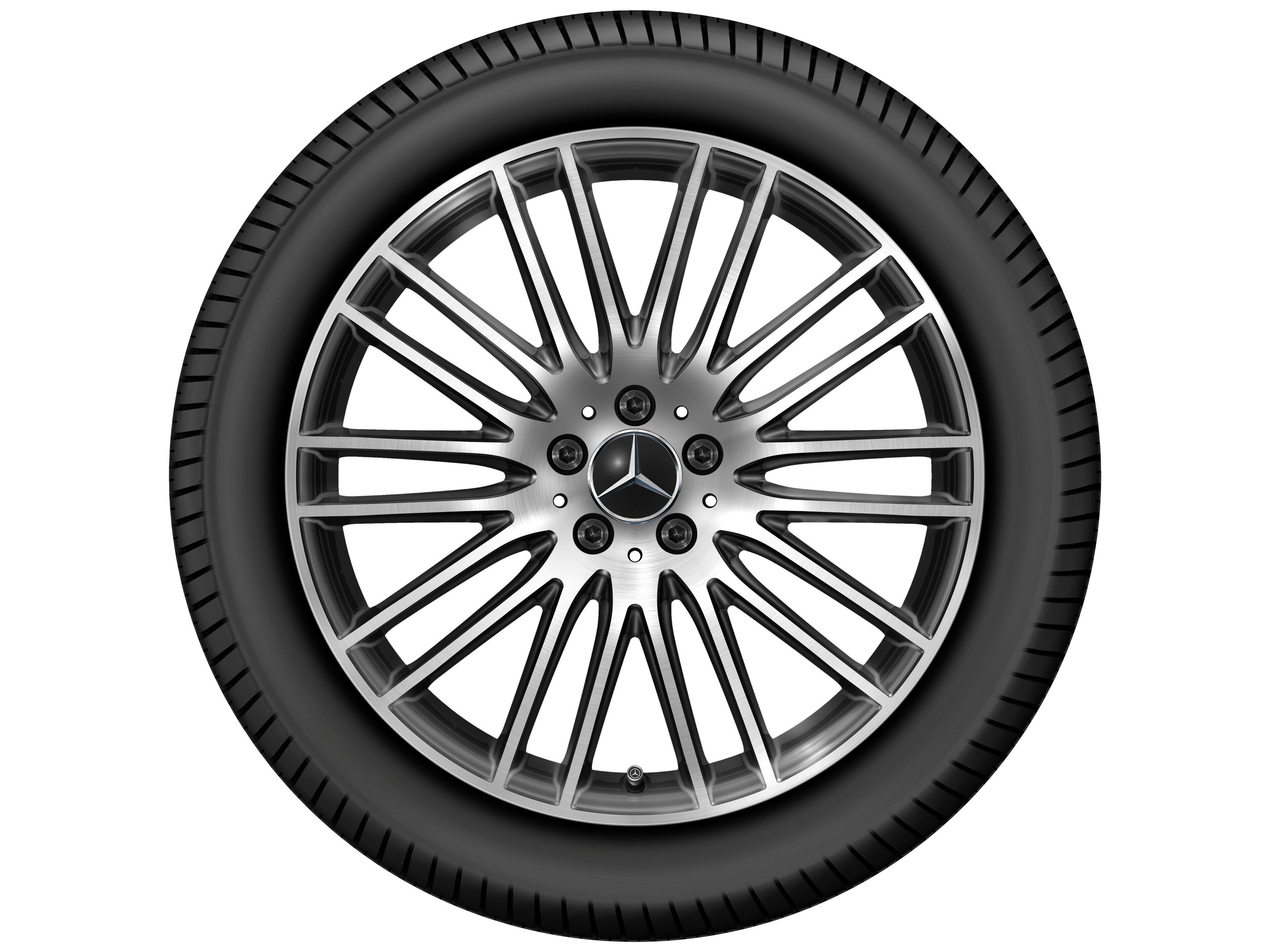 Cerchio a razze multiple, 50,8 cm (20 pollici), con tornitura a specchio - 8,5 J x 20 ET 34,5, colore nero, Tornitura a specchio