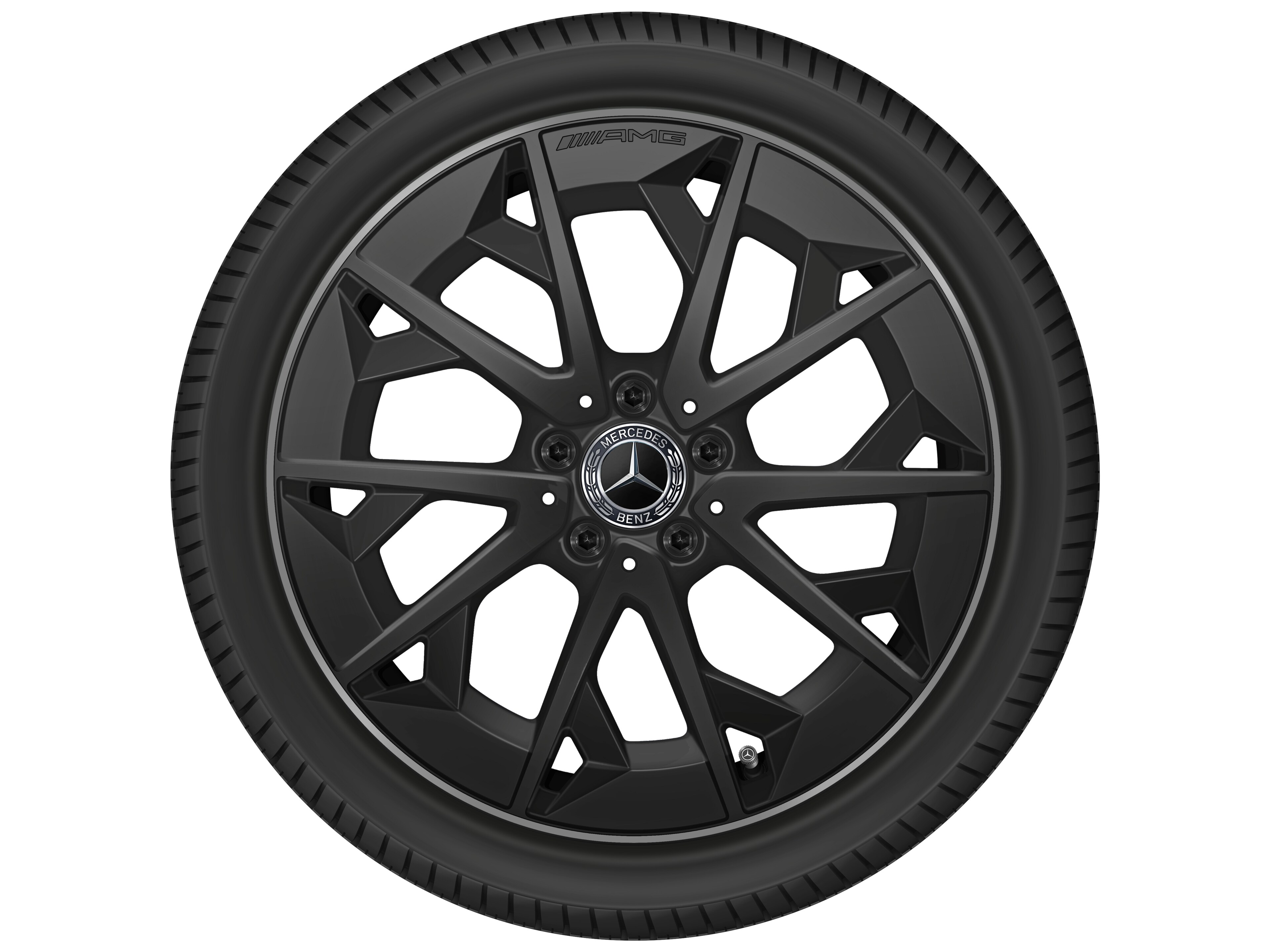 Cerchio in lega leggera AMG, con design a razze incrociate, 48,3 cm (19 pollici) - 7,5 J x 19 ET 48,4, nero opacizzato / oro tecnico opaco