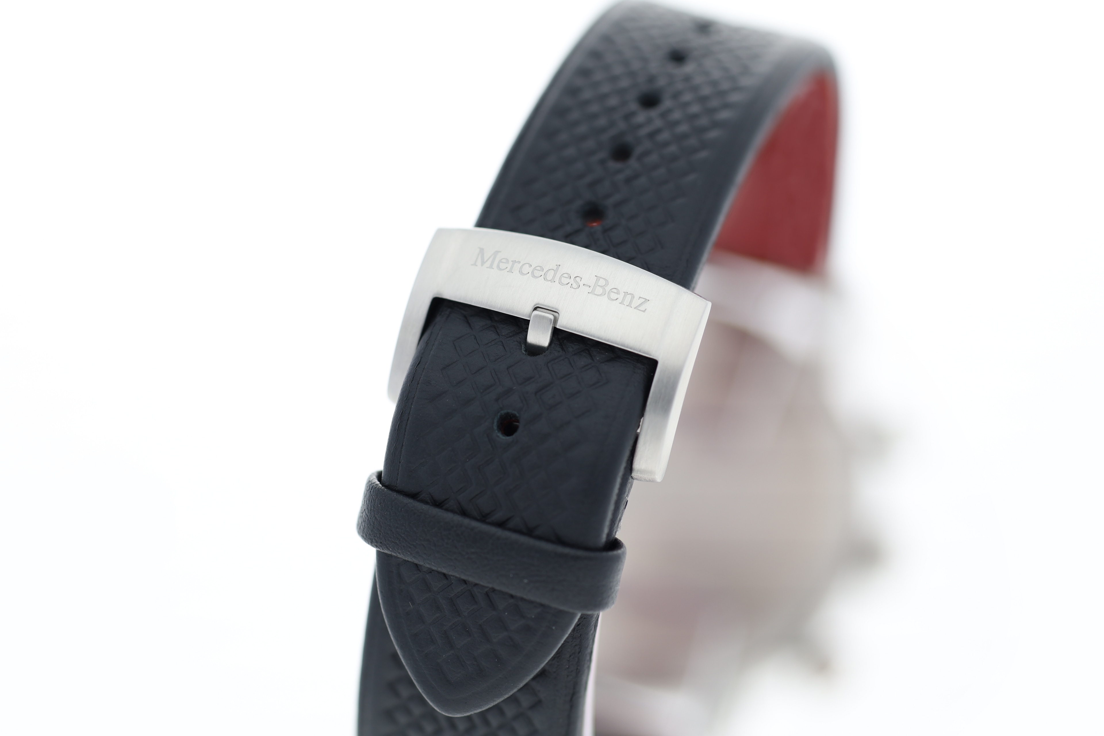 Cronografo da uomo, CLASSIC, Freccia d'Argento - argento / colore nero / Rosso, acciaio inox / pelle di vitello