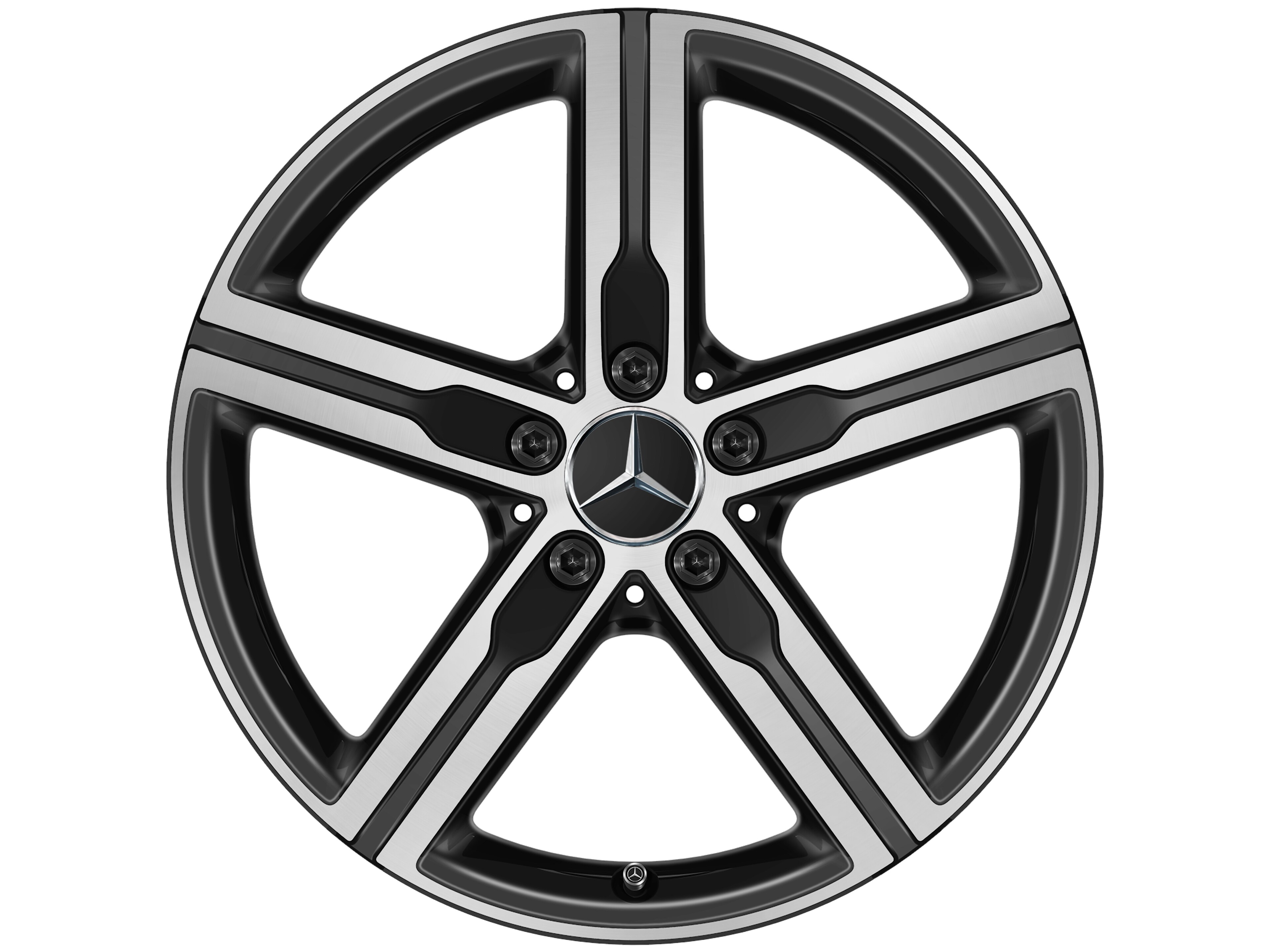 Cerchio a 5 razze, 45,7 cm (18 pollici), con tornitura a specchio - 7,5 J x 18 ET 49, nero opacizzato, Tornitura a specchio