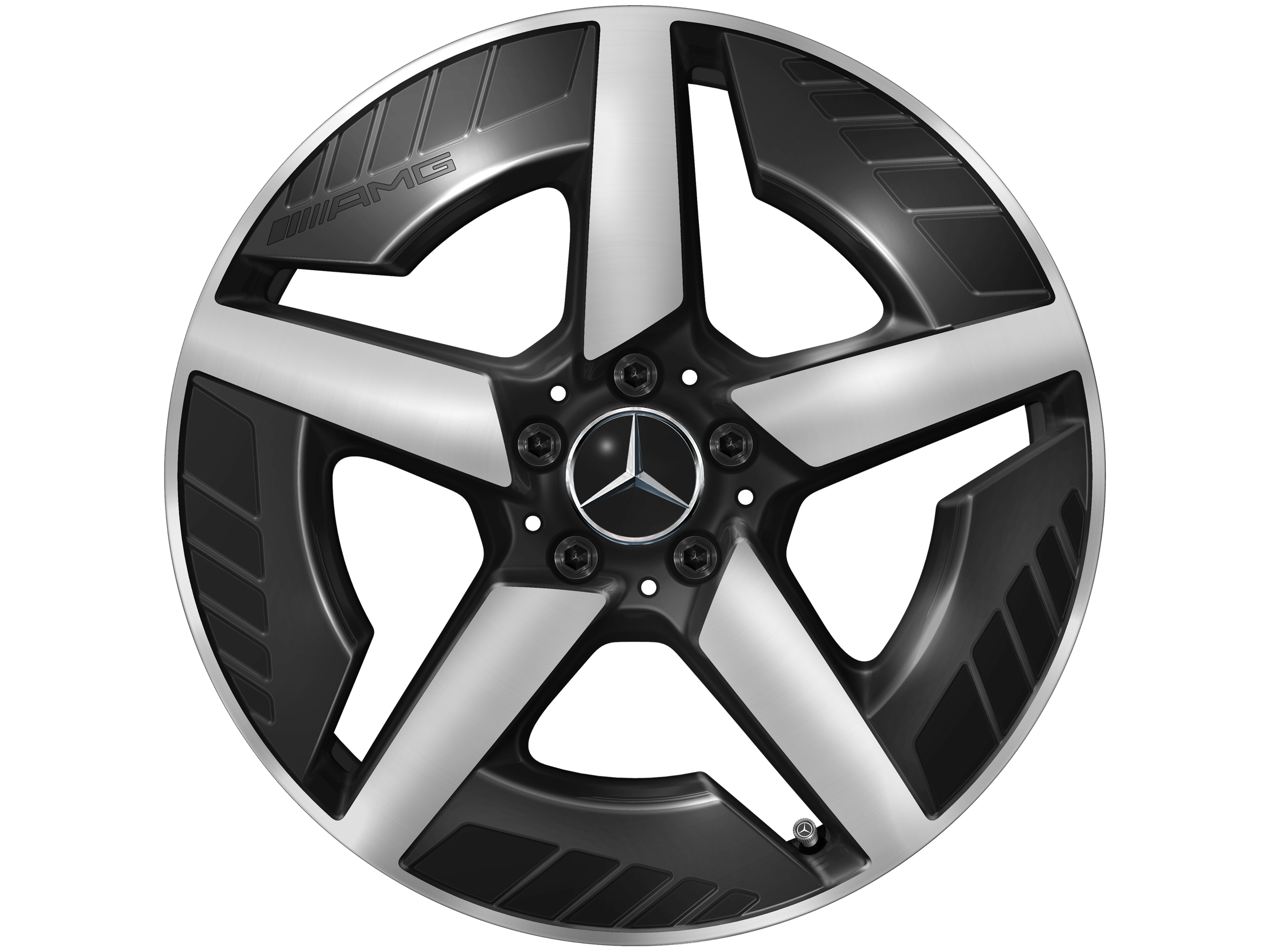 AMG Leichtmetallrad, im 5-Speichen-Design, 48,3 cm (19 Zoll), glanzgedreht - 8 J x 19 ET 38,2, schwarz, glanzgedreht