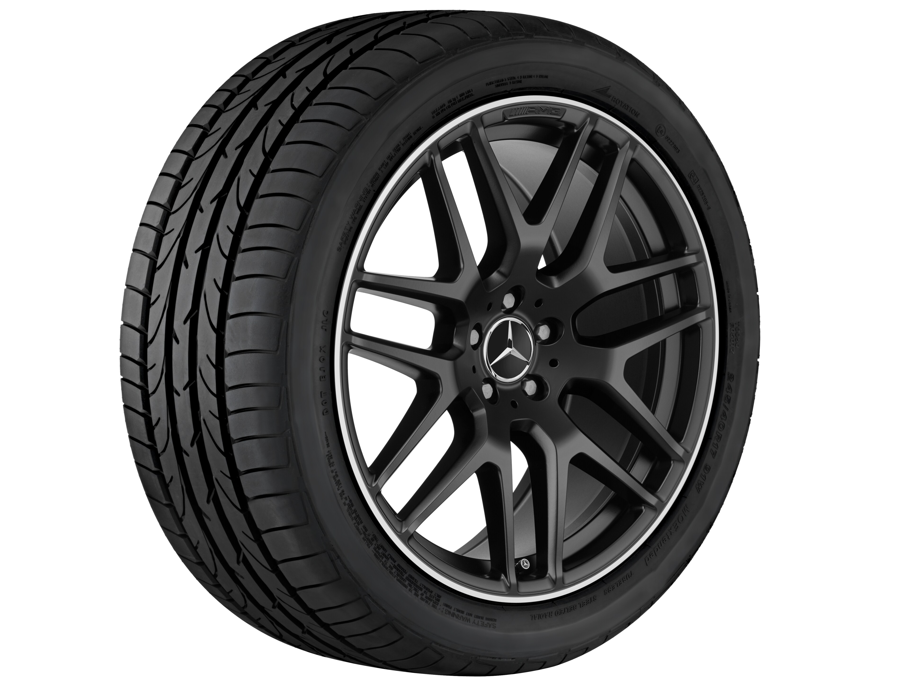 AMG Leichtmetallrad, im Kreuzspeichen-Design, 53,3 cm (21 Zoll), Felgenhorn glanzgedreht - 10 J x 21 ET 46, schwarz matt, Felgenhorn glanzgedreht